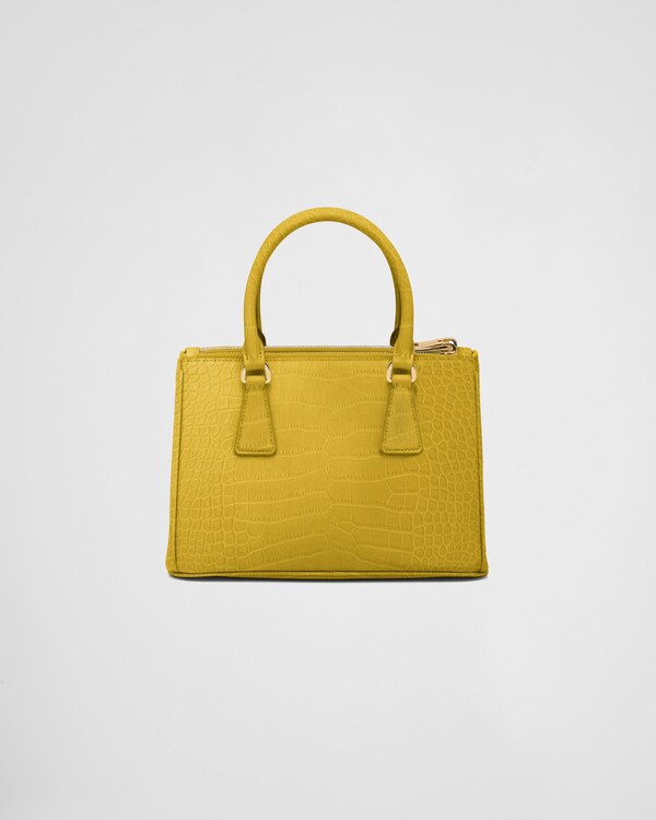 حقيبة برادا غاليريا صغيرة من جلد التمساح - أصفر شمسي حقيبة برادا غاليريا صغيرة من جلد التمساح - أصفر شمسي