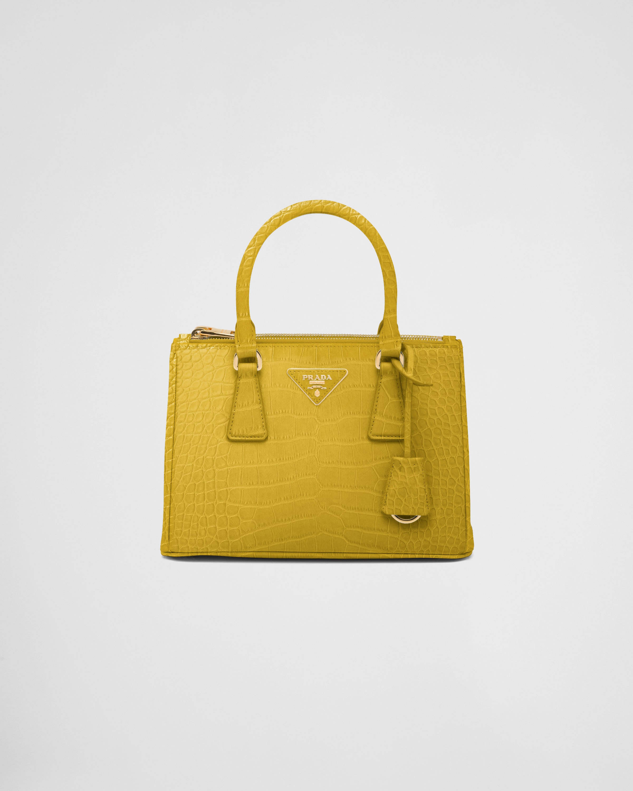 Sunny Yellow Prada Galleria Small Crocodile Leather Bag | PRADA