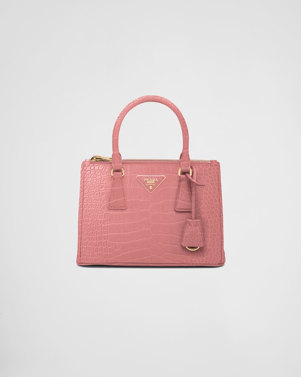 حقيبة برادا غاليريا صغيرة من جلد التمساح - زهري بتلات حقيبة برادا غاليريا صغيرة من جلد التمساح - زهري بتلات