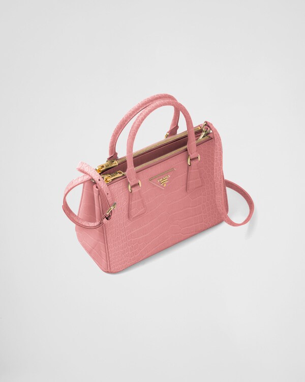 حقيبة برادا غاليريا صغيرة من جلد التمساح - زهري بتلات حقيبة برادا غاليريا صغيرة من جلد التمساح - زهري بتلات