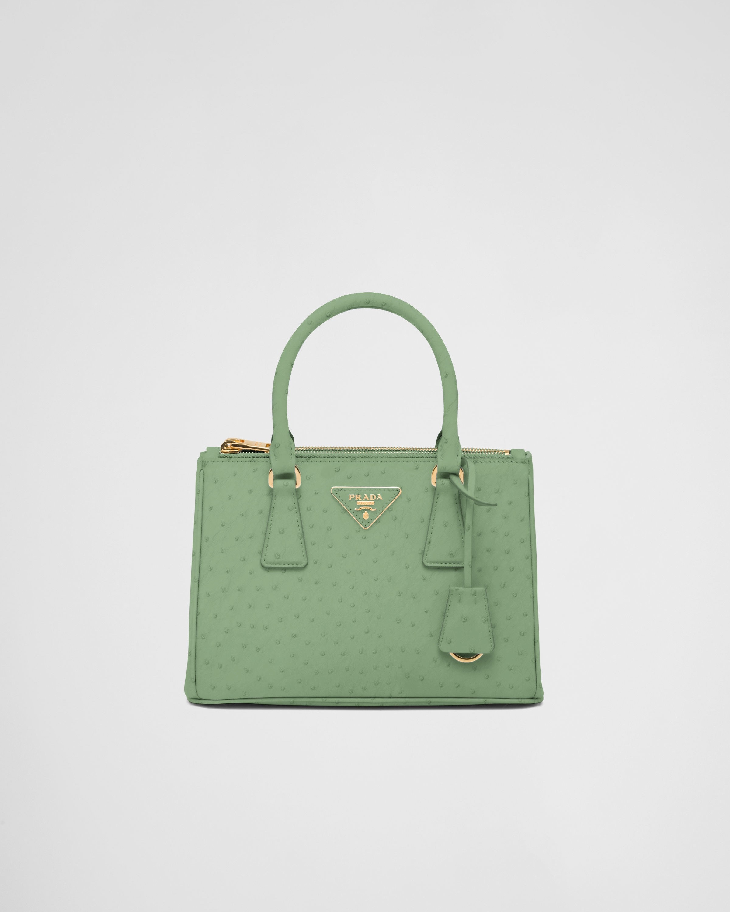 Aquamarine Small Prada Galleria Ostrich Leather Bag | PRADA