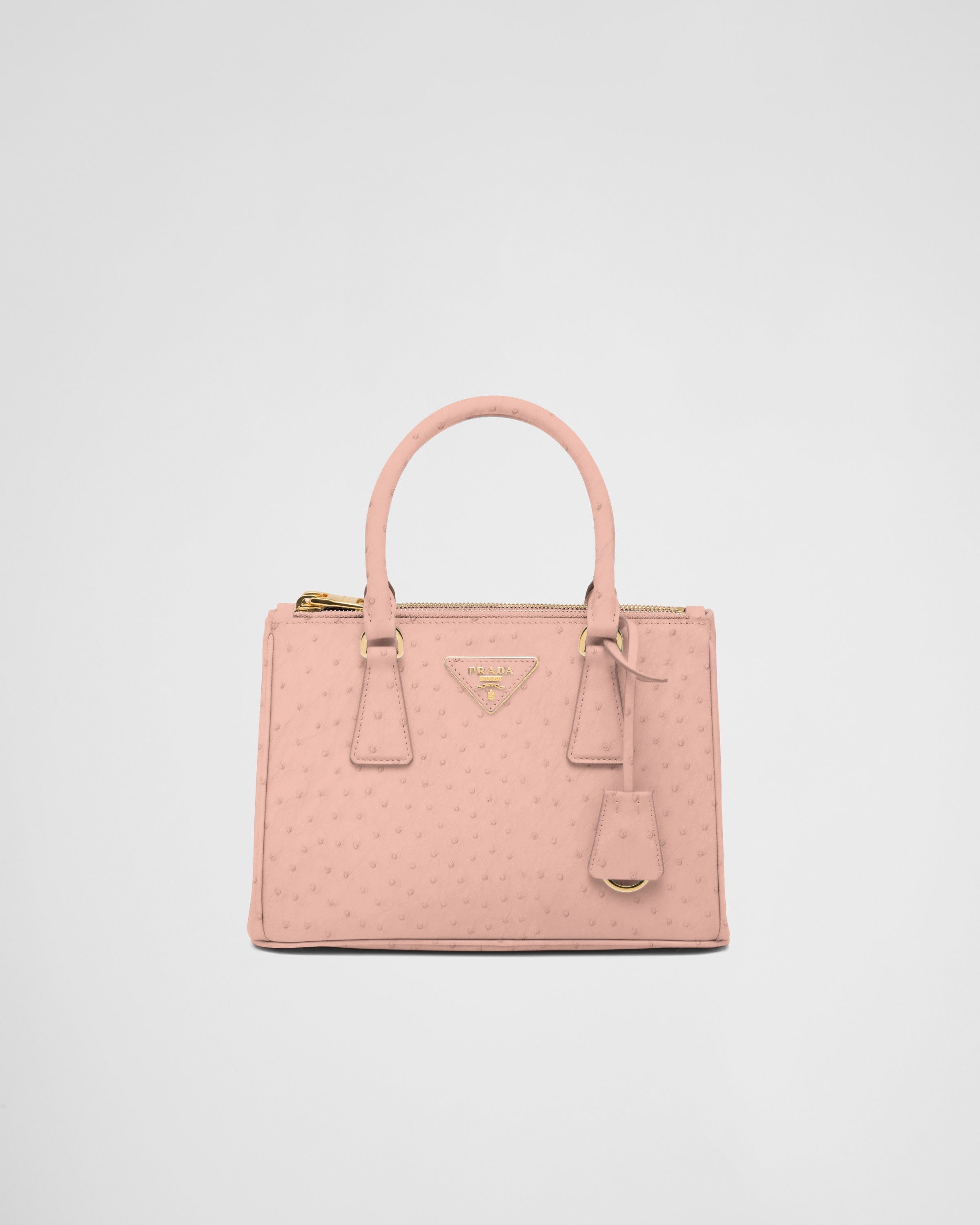 Orchid Pink Prada Galleria Small Ostrich Leather Bag | PRADA