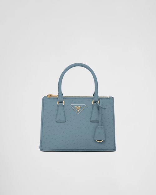 PRADA 手袋 新品 星际蓝Prada Galleria 小号鸵鸟皮手袋| Prada