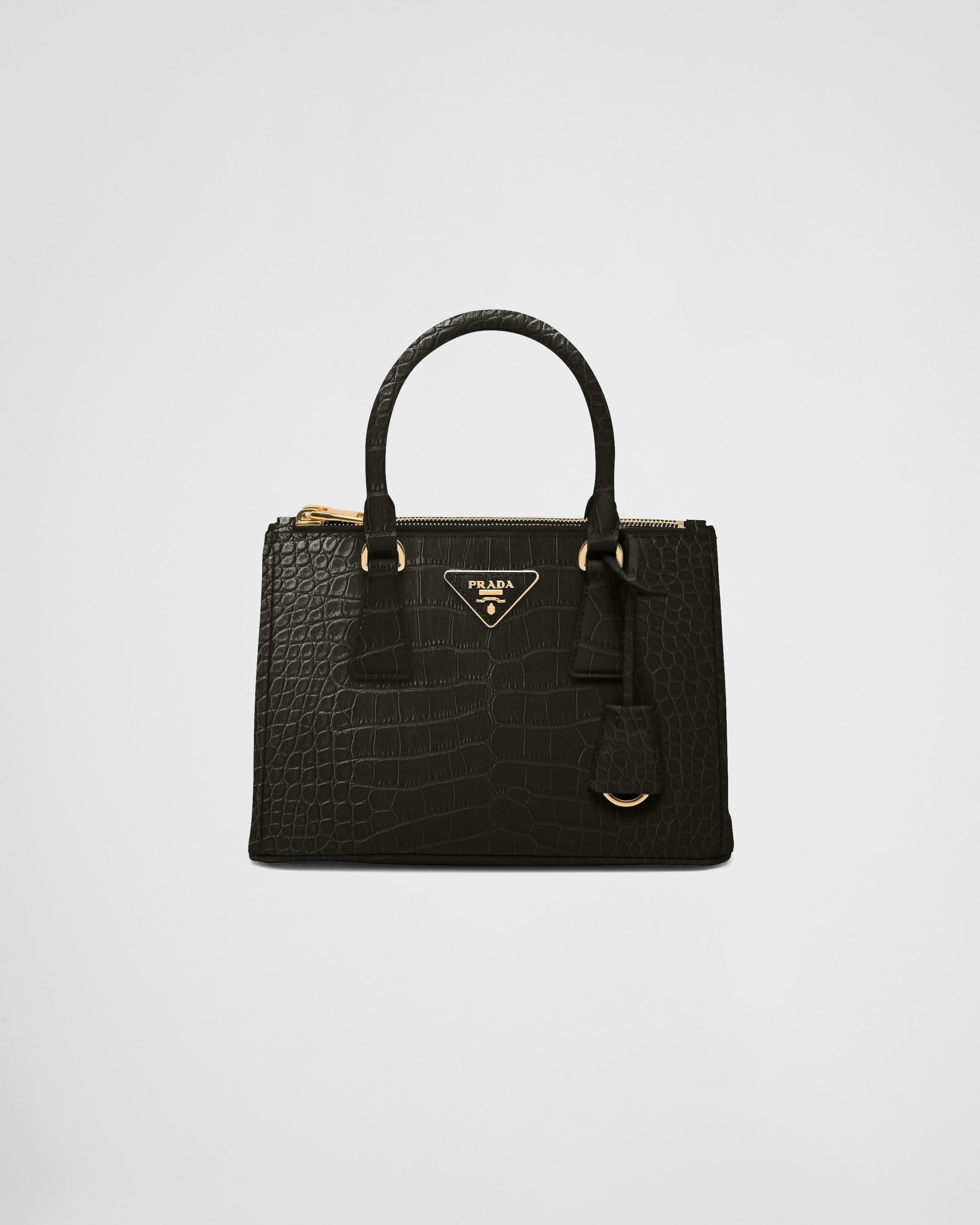 Black Small Prada Galleria Crocodile Leather Bag PRADA