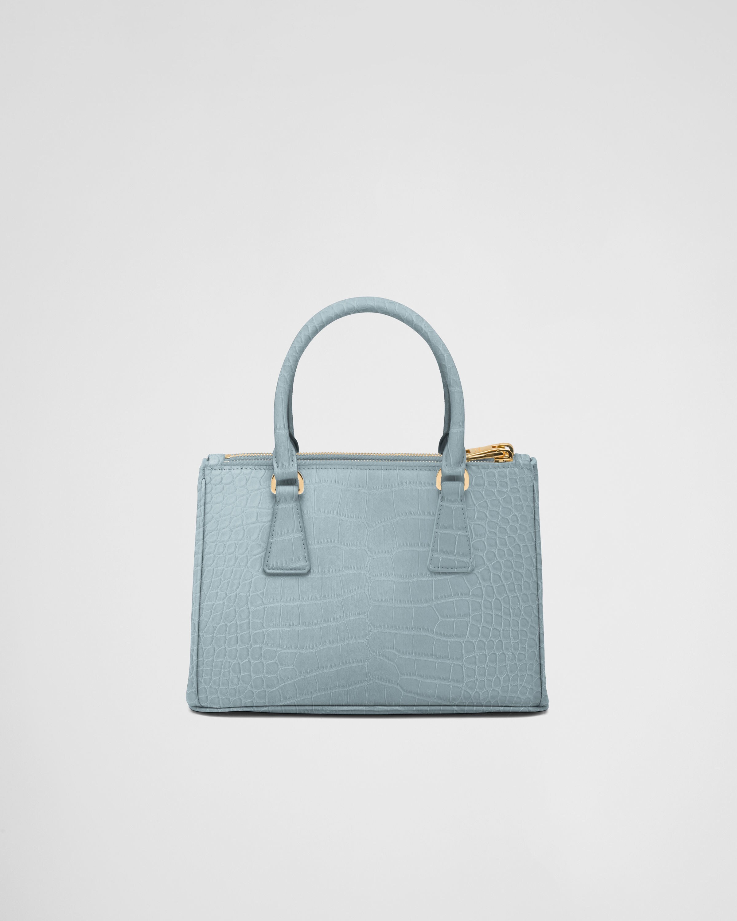 Light Blue Medium Prada Galleria Crocodile Leather Bag