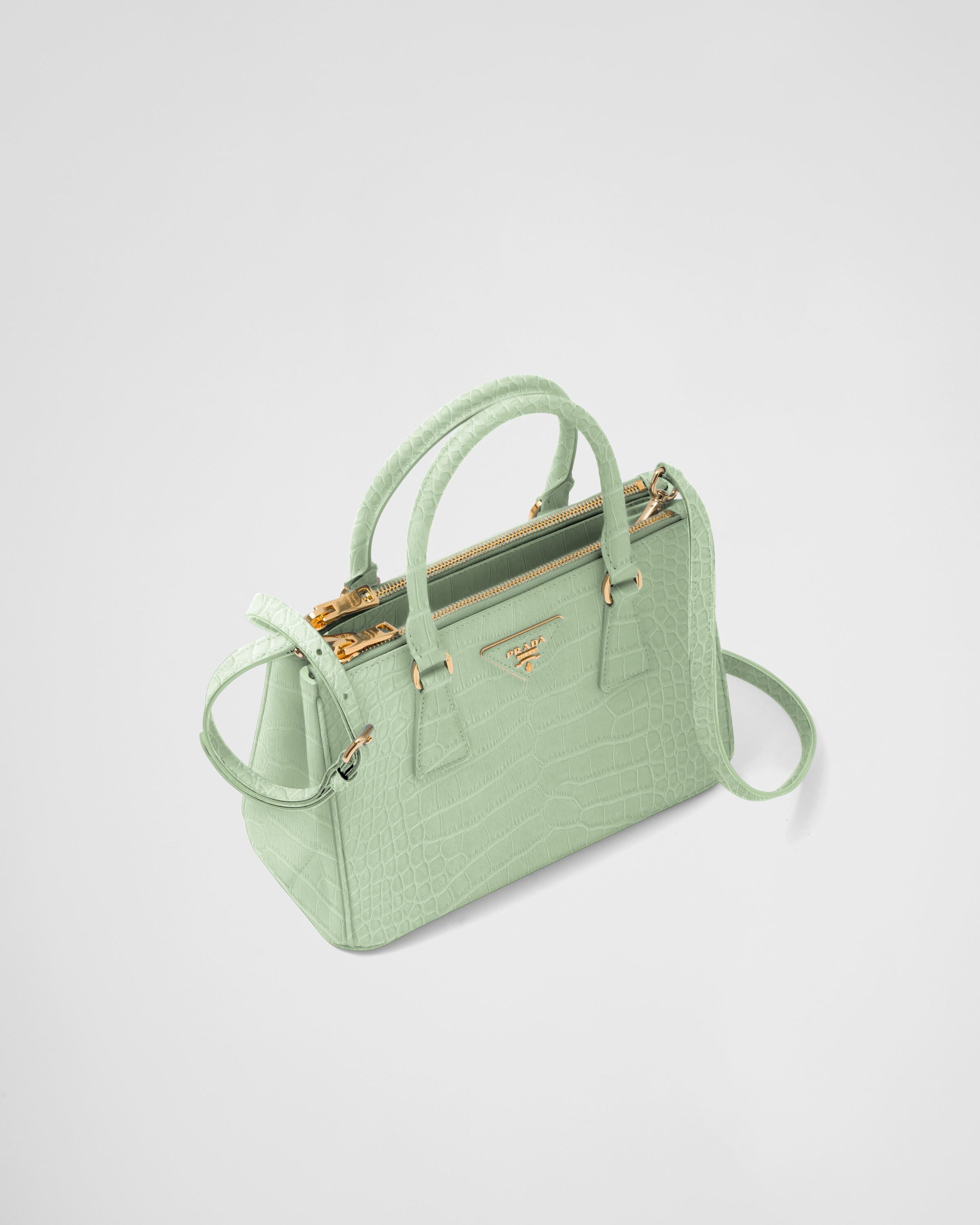 Aqua Small Prada Galleria Crocodile Leather Bag PRADA