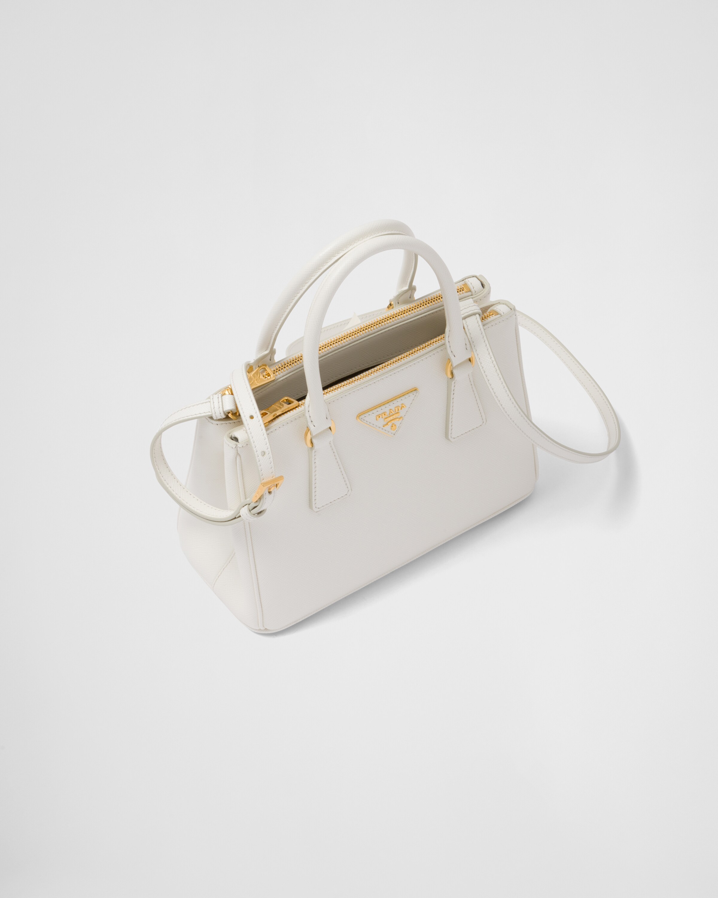 Prada Mini Saffiano Promenade Bag, White (Talco)