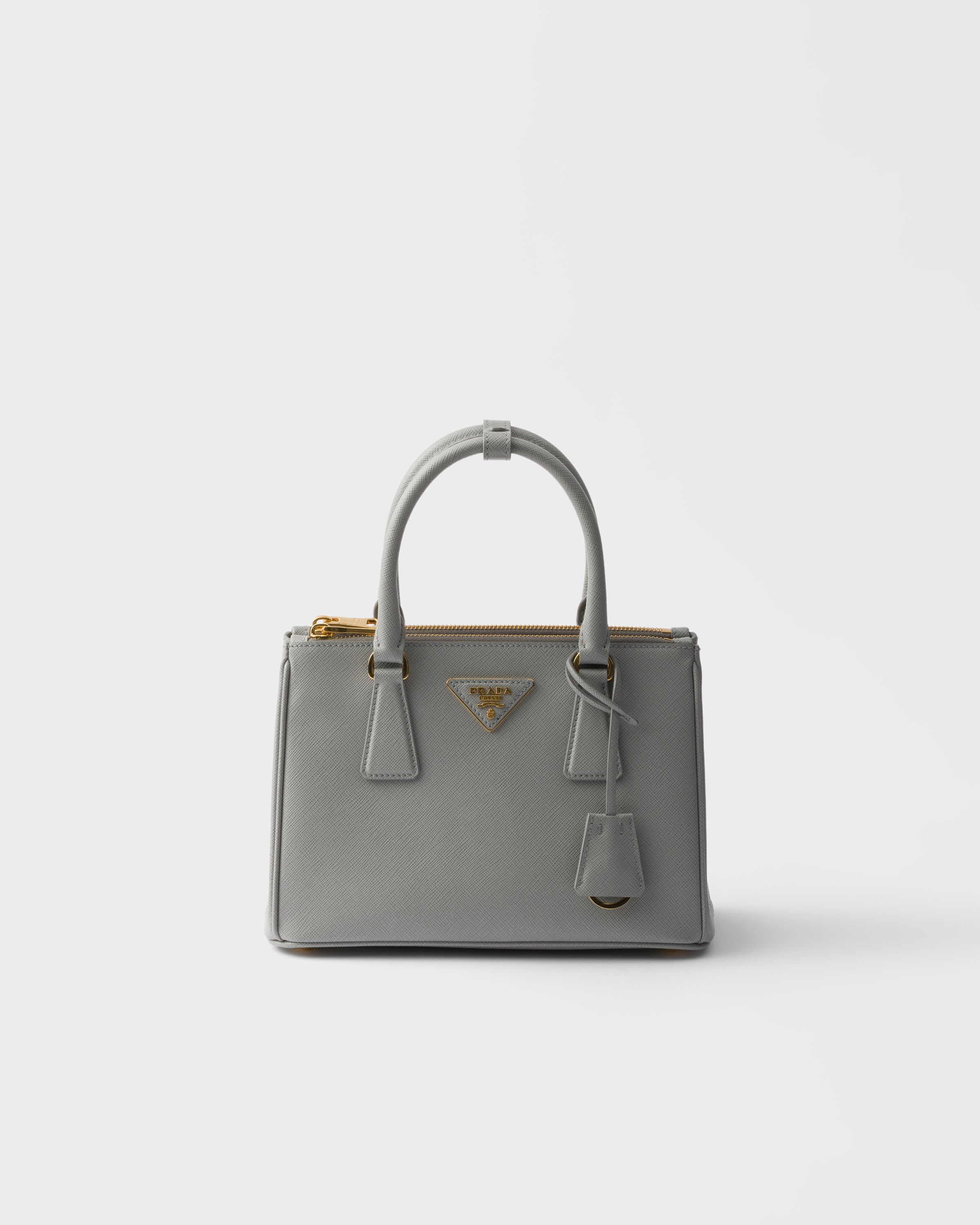 Cloudy Gray Prada Galleria small Saffiano leather bag | PRADA