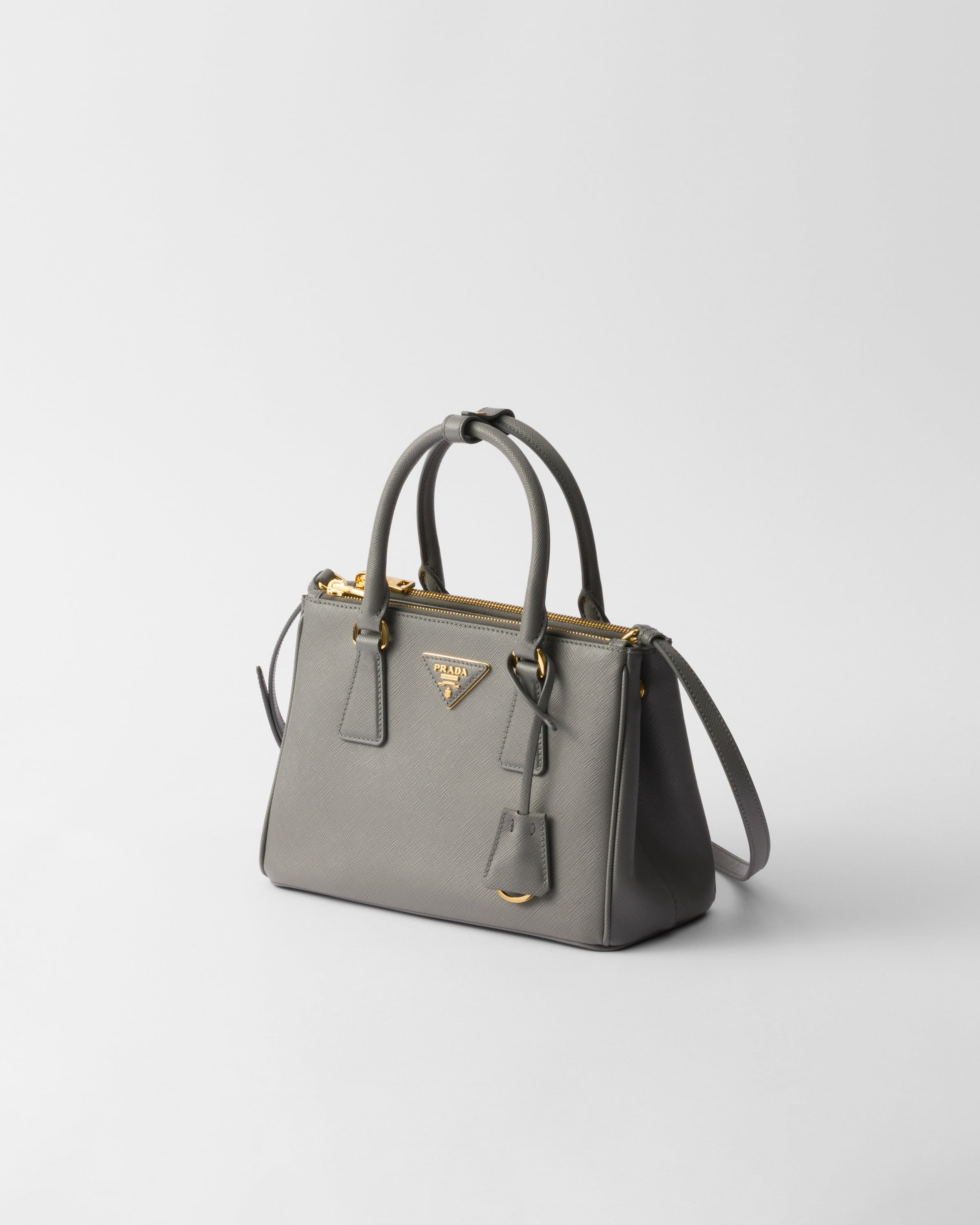 Slate Gray Small Prada Galleria Saffiano Leather Bag PRADA