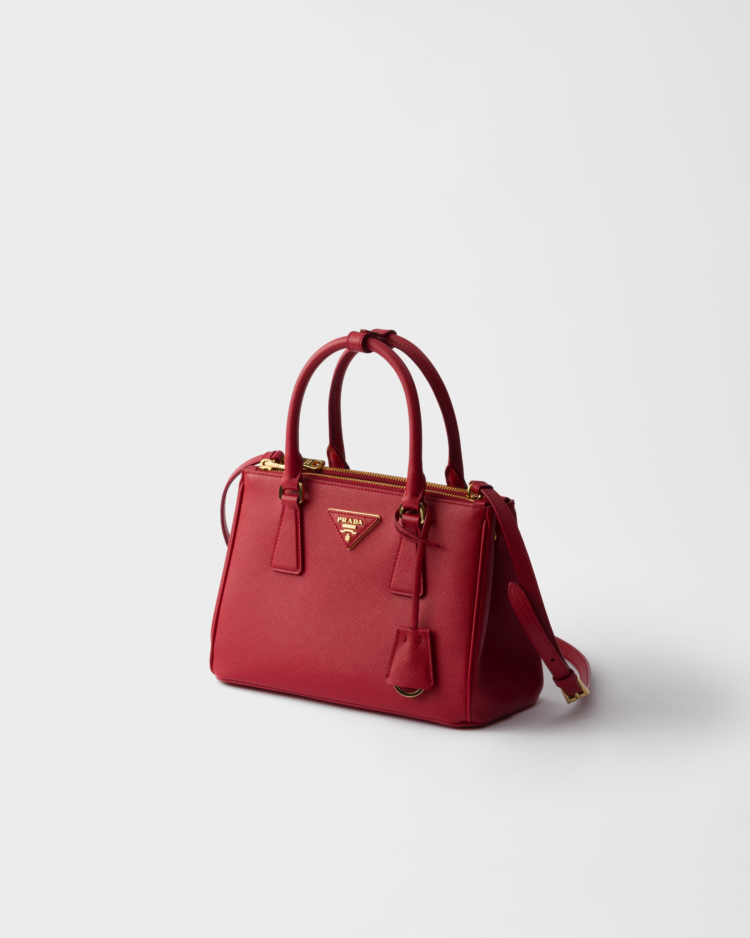 Bolsa Prada Galleria pequena couro Saffiano Vermelho Flamejante