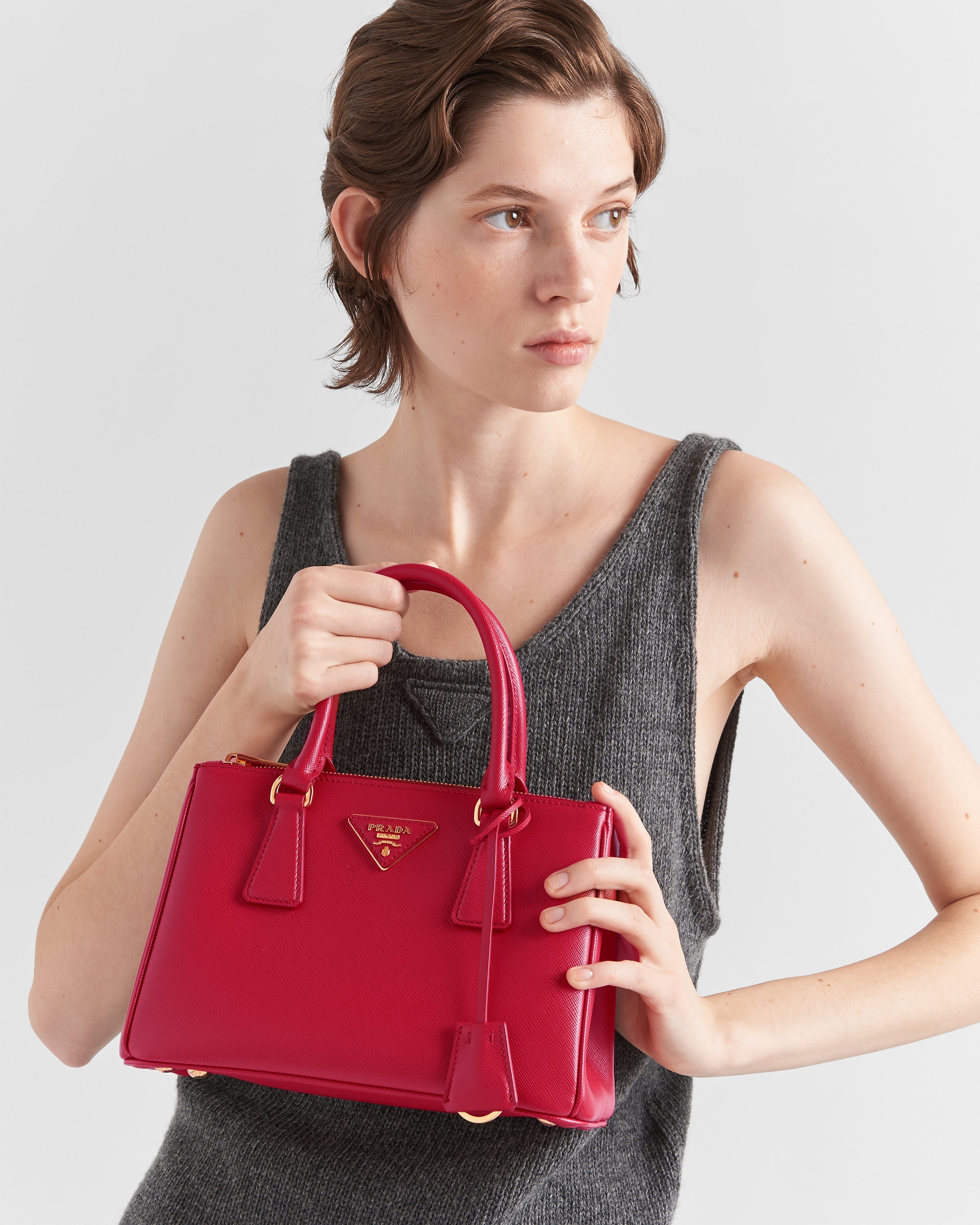 Fiery Red Prada Galleria Saffiano Leather Mini Bag