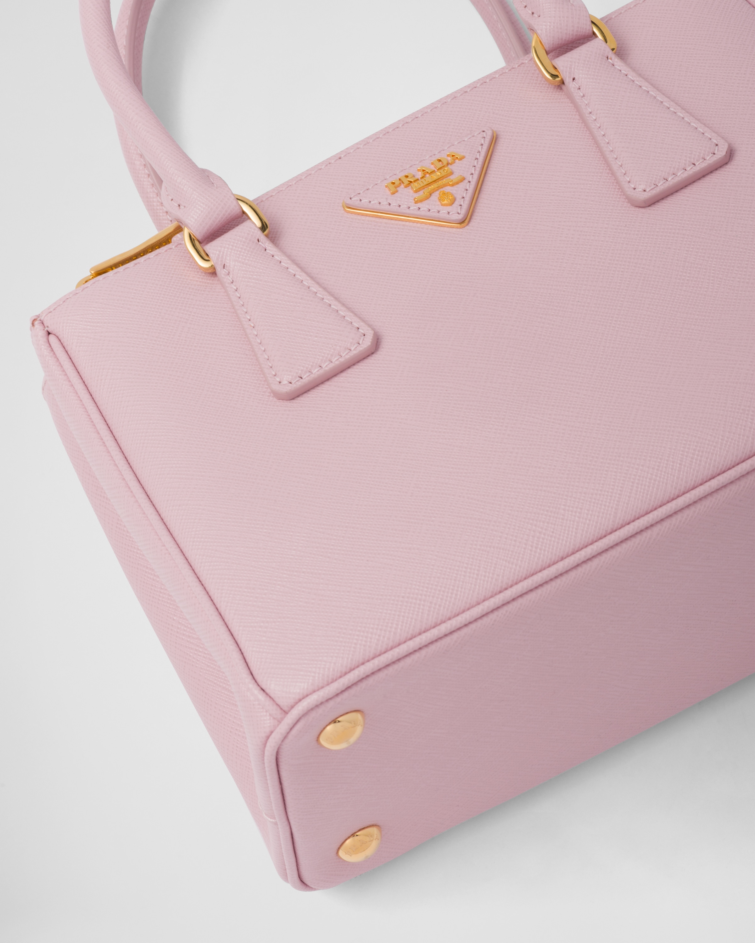 Alabaster Pink Prada Galleria Satin Mini-bag With Crystals