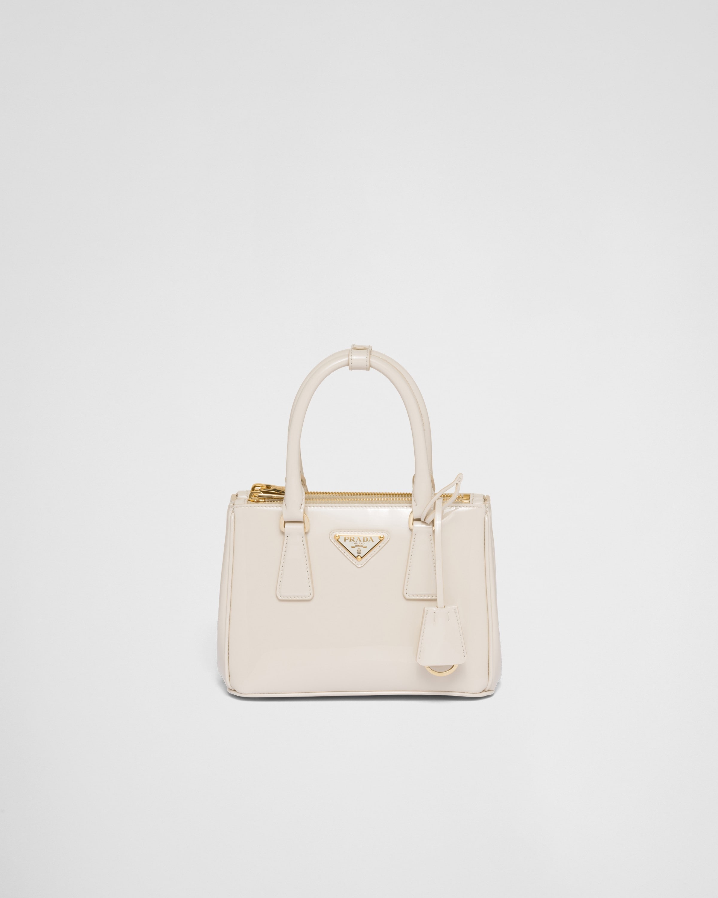 Shop Prada Galleria Patent Leather Mini Bag In Ivory