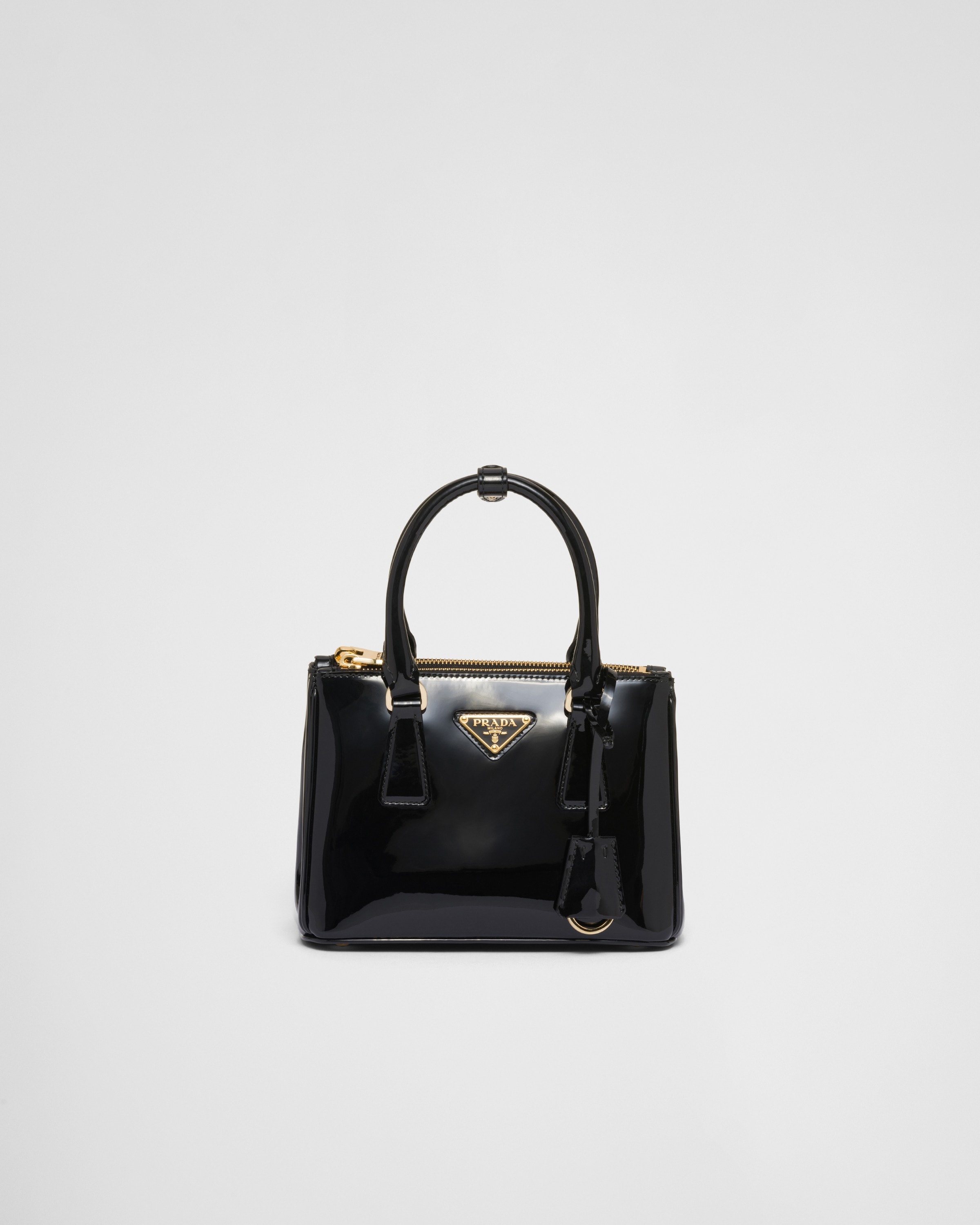 Shop Prada Galleria Patent Leather Mini Bag In Black
