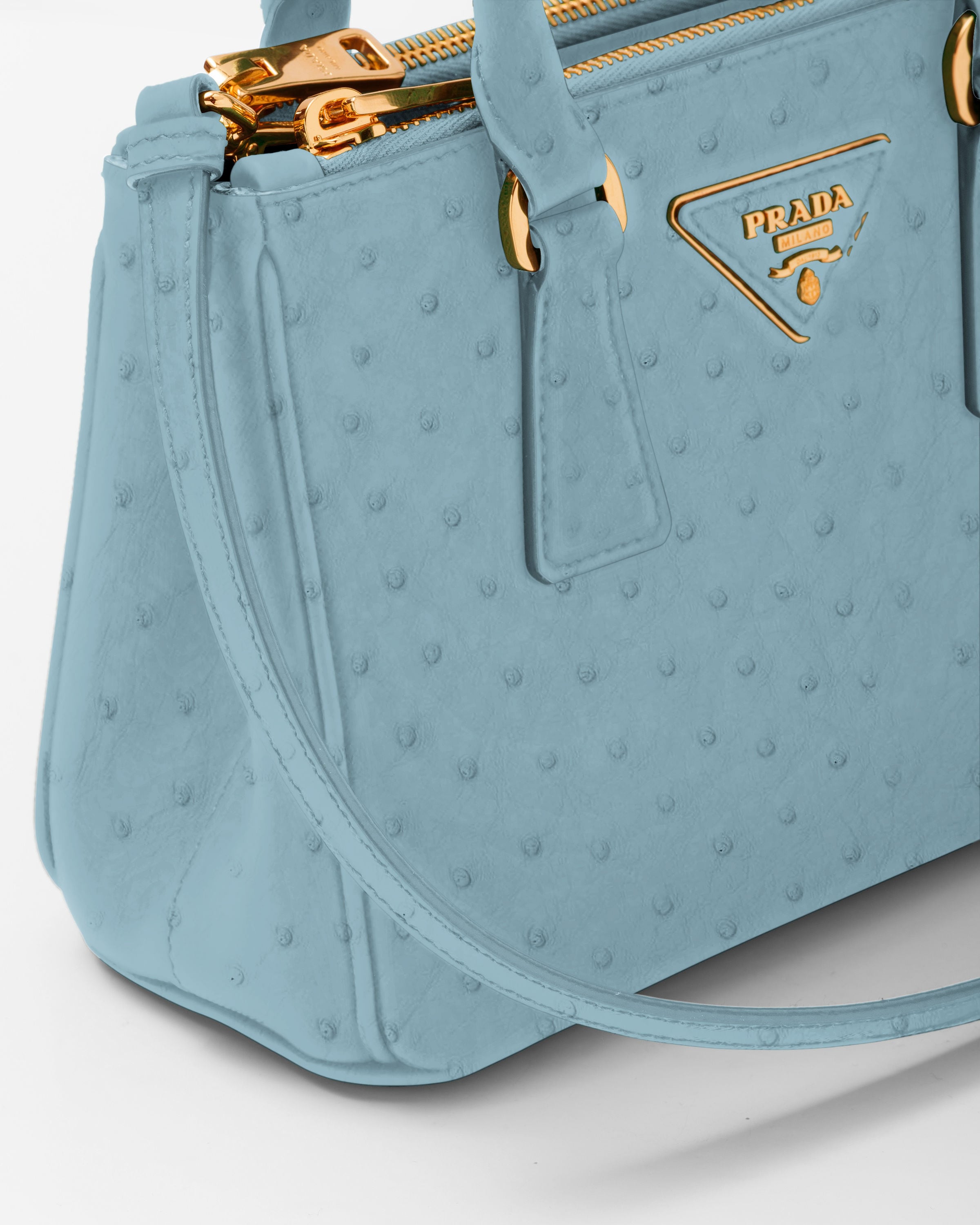 Light Blue Prada Galleria Ostrich Leather Mini bag PRADA