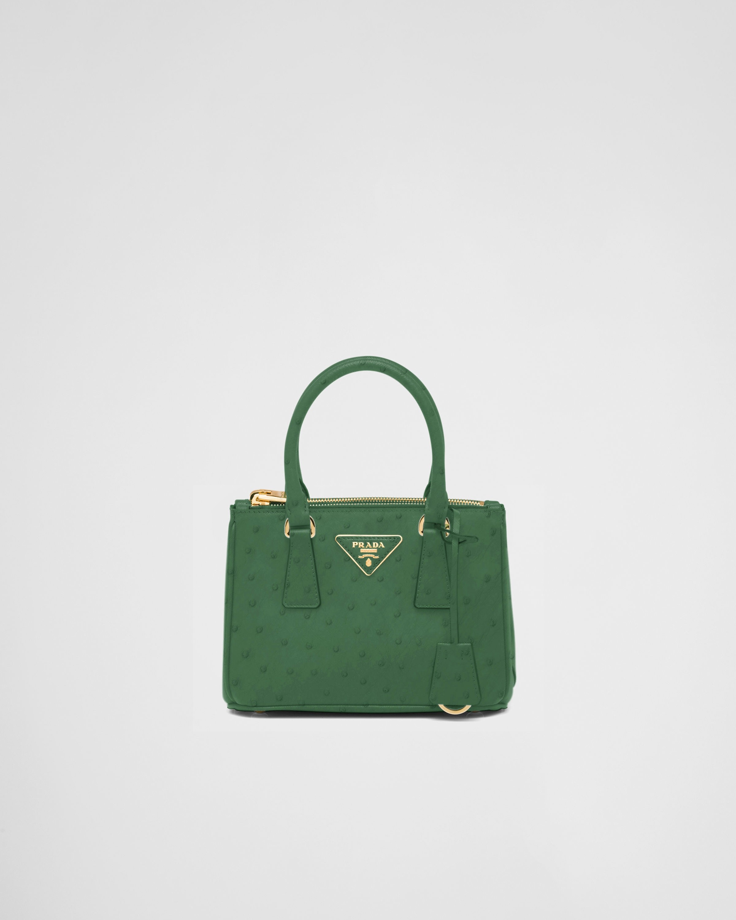 Green Prada Galleria Ostrich Leather Mini bag PRADA