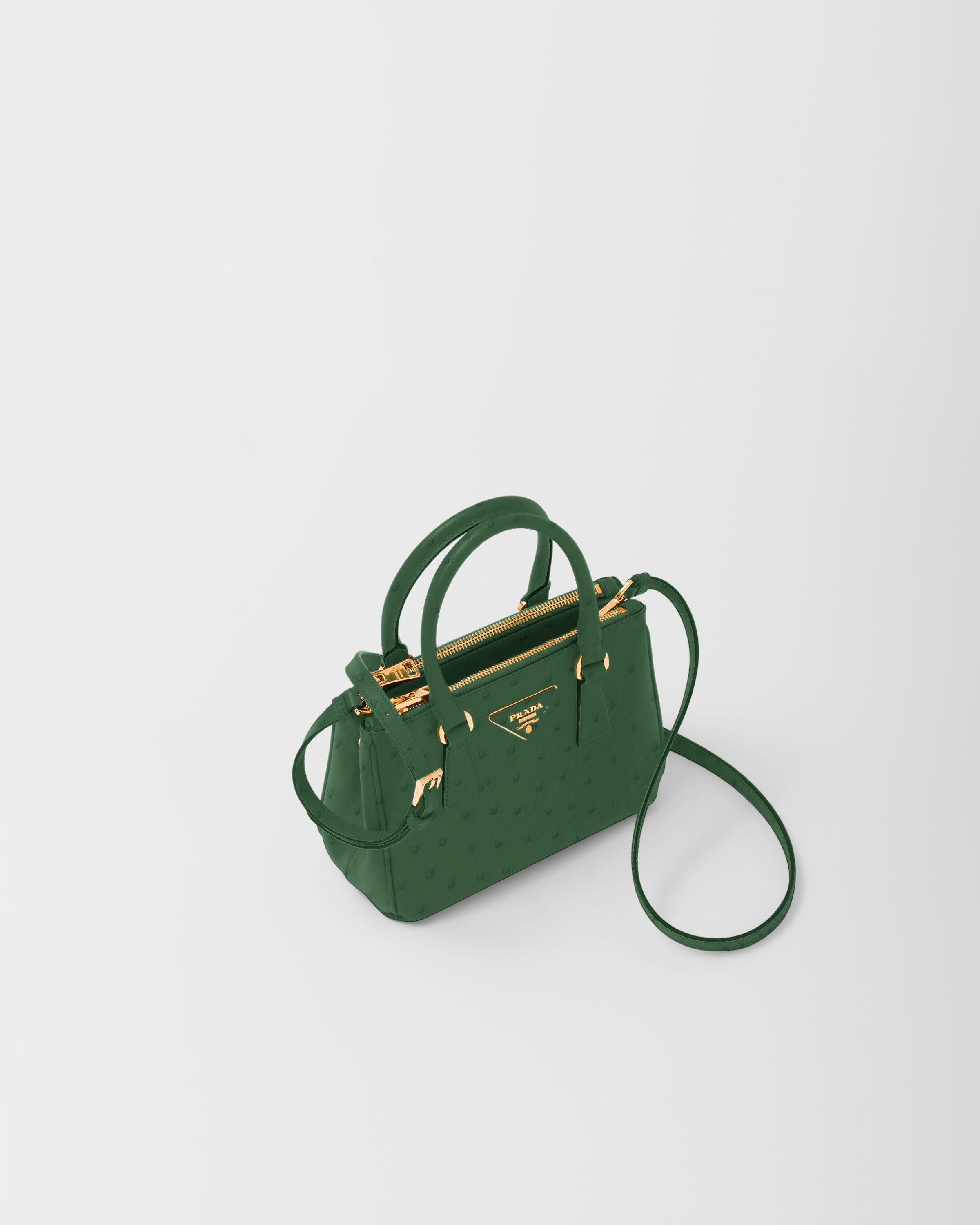 Green Prada Galleria Ostrich Leather Mini bag PRADA