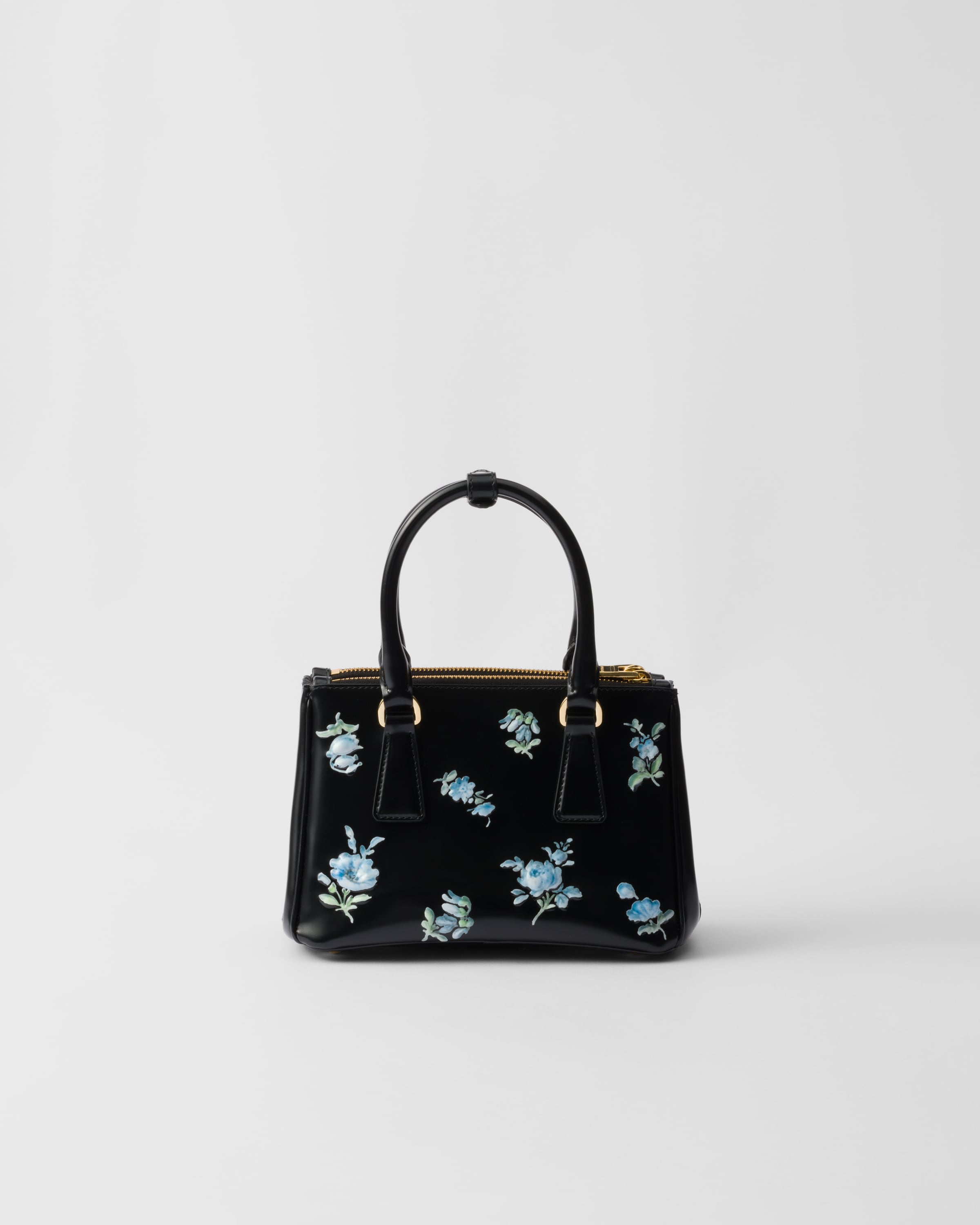 Prada Galleria Printed Brushed Leather Mini-bag In Schwarz