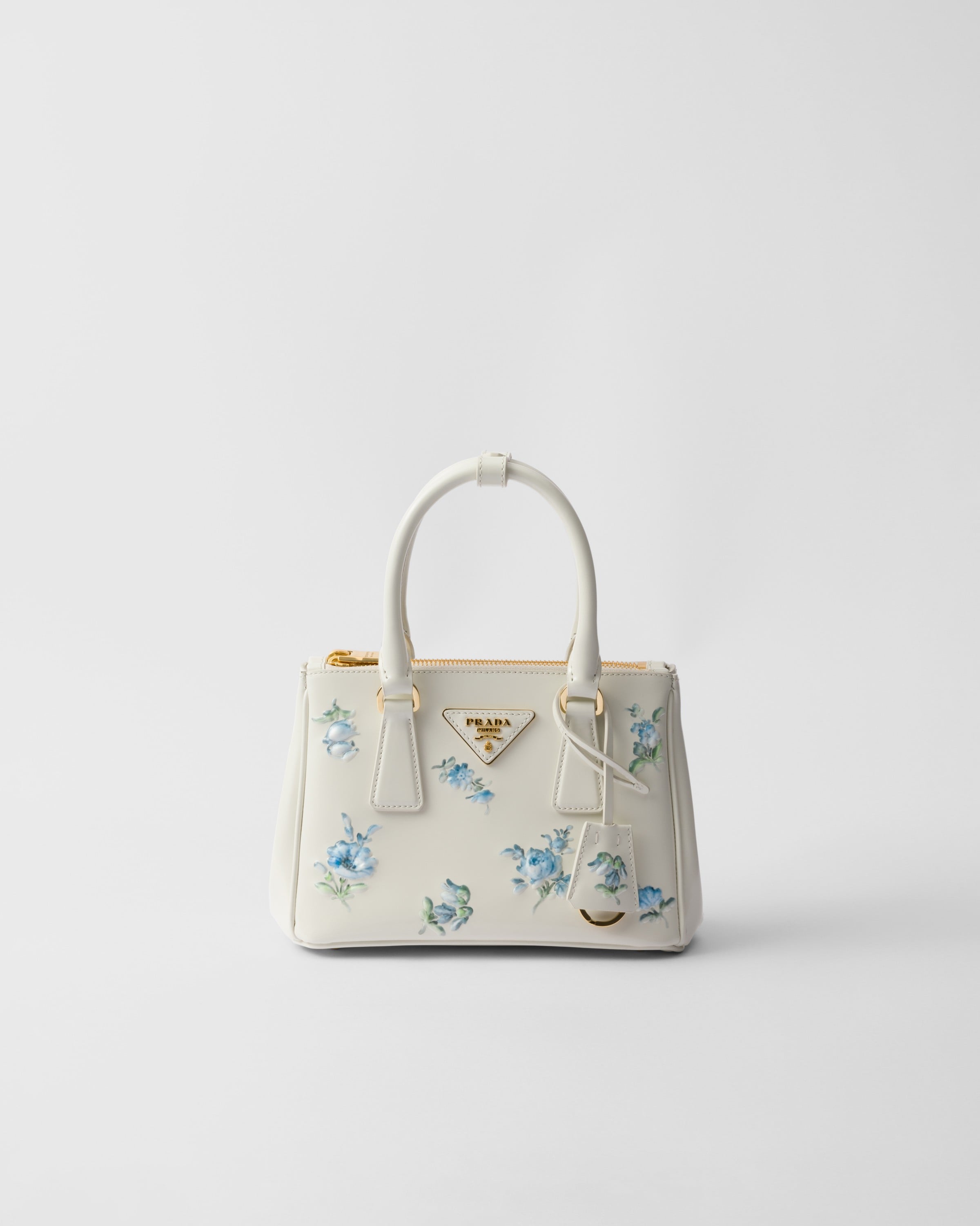 White Prada Galleria Printed Brushed Leather Mini bag PRADA