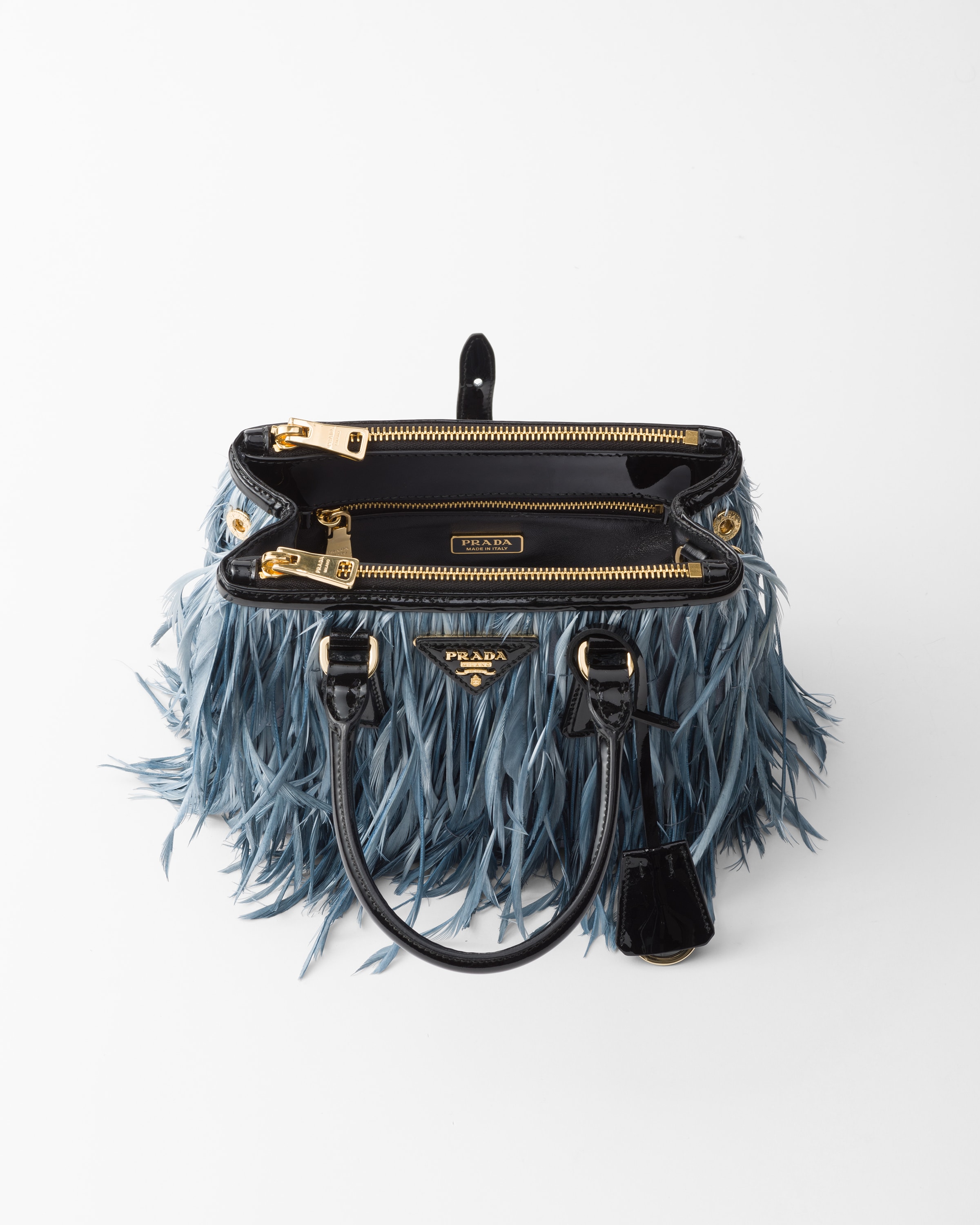 Prada Galleria mini-bag with feather trim