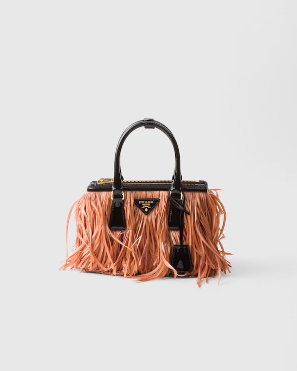 Plum/Black Satin and patent leather Prada Galleria mini-bag