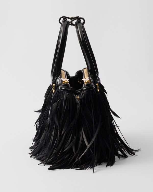 Prada Galleria mini bag with feather trim Prada Galleria mini bag with feather trim