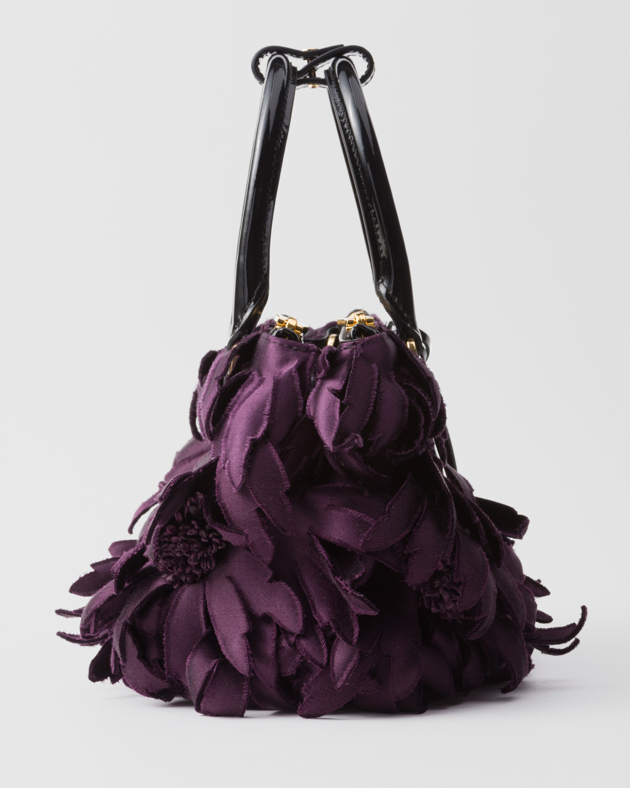 Plum/Black Prada Galleria mini satin and patent leather bag PRADA