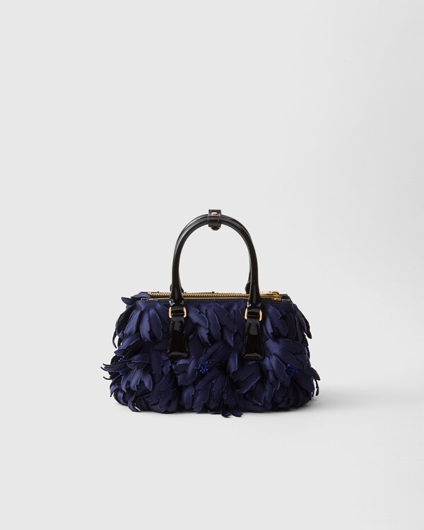 Prada Galleria mini satin and patent leather bag - Baltic Blue/Black Prada Galleria mini satin and patent leather bag - Baltic Blue/Black
