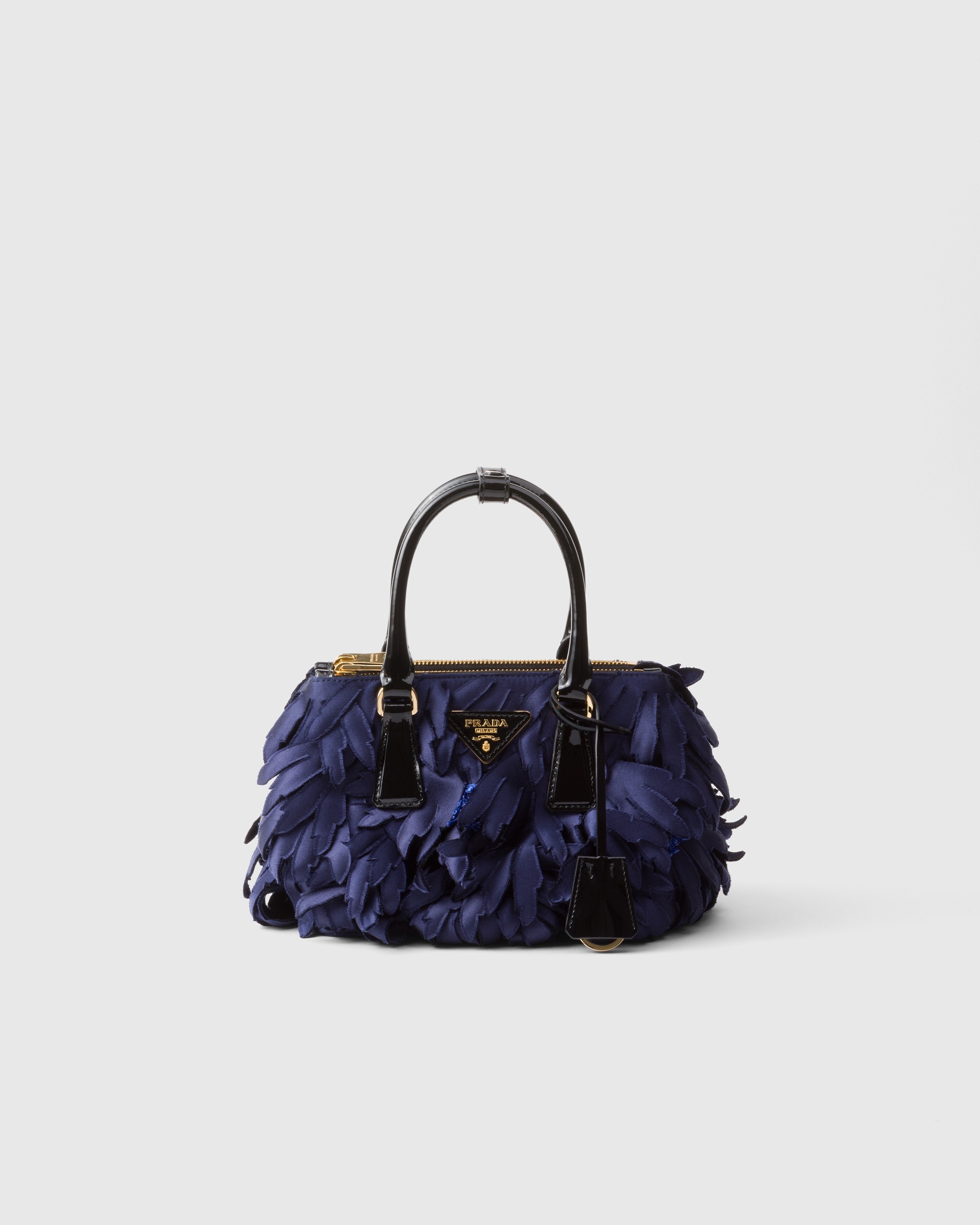 Prada Satin And Patent Leather  Galleria Mini-bag In Baltic Blue/black