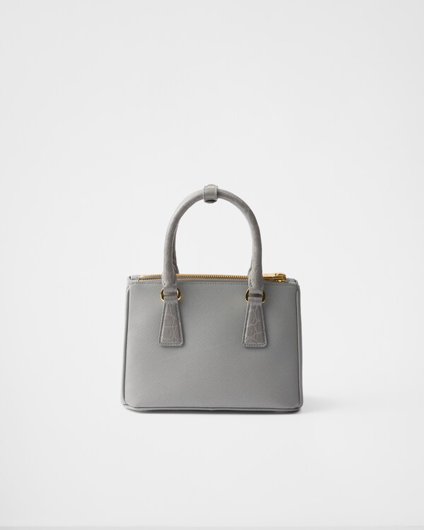 Prada Galleria mini Saffiano leather and crocodile bag - Cloudy Gray Prada Galleria mini Saffiano leather and crocodile bag - Cloudy Gray