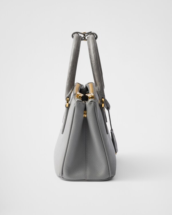 Prada Galleria mini Saffiano leather and crocodile bag - Cloudy Gray Prada Galleria mini Saffiano leather and crocodile bag - Cloudy Gray