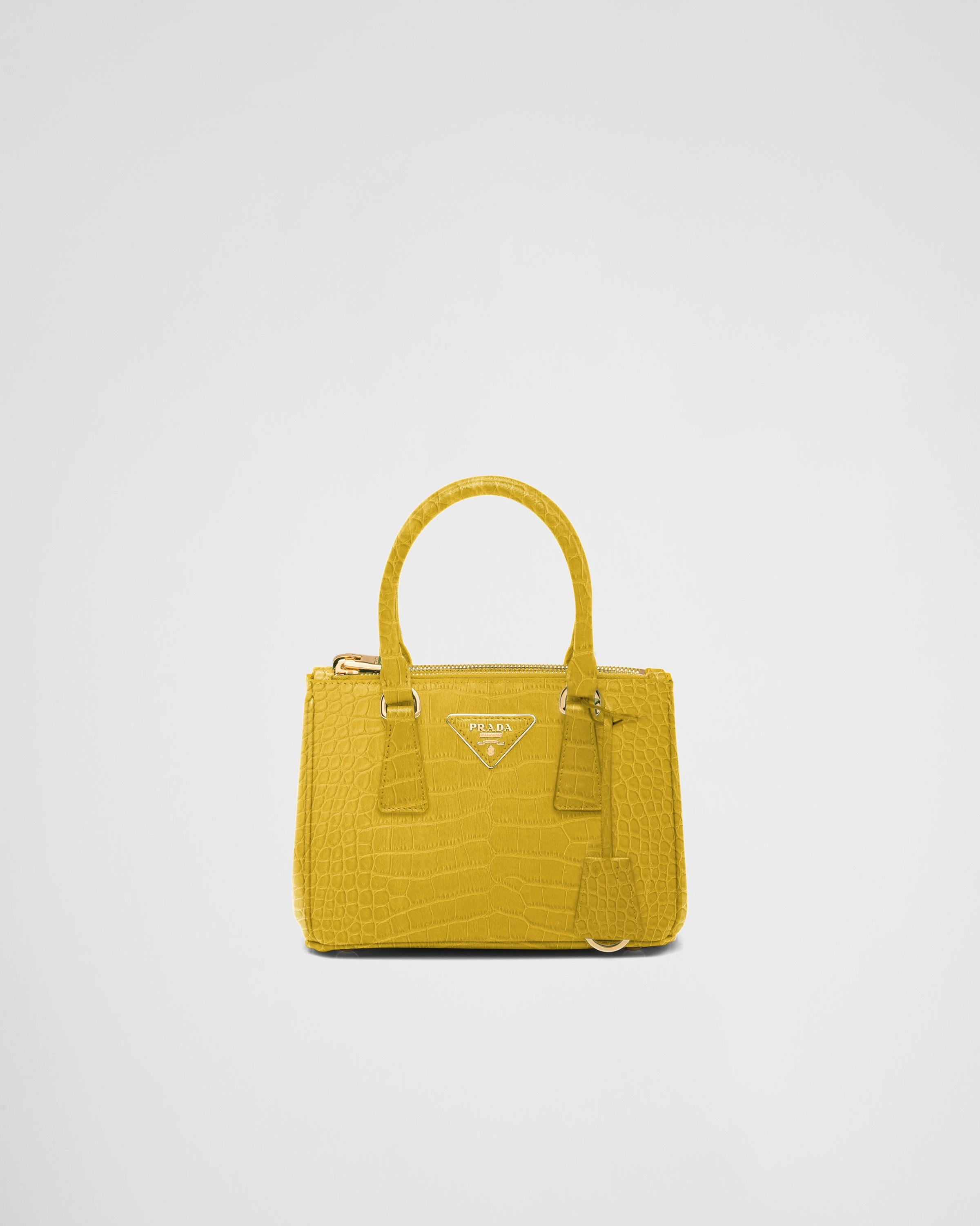 Sunny Yellow Prada Galleria crocodile leather mini-bag | PRADA