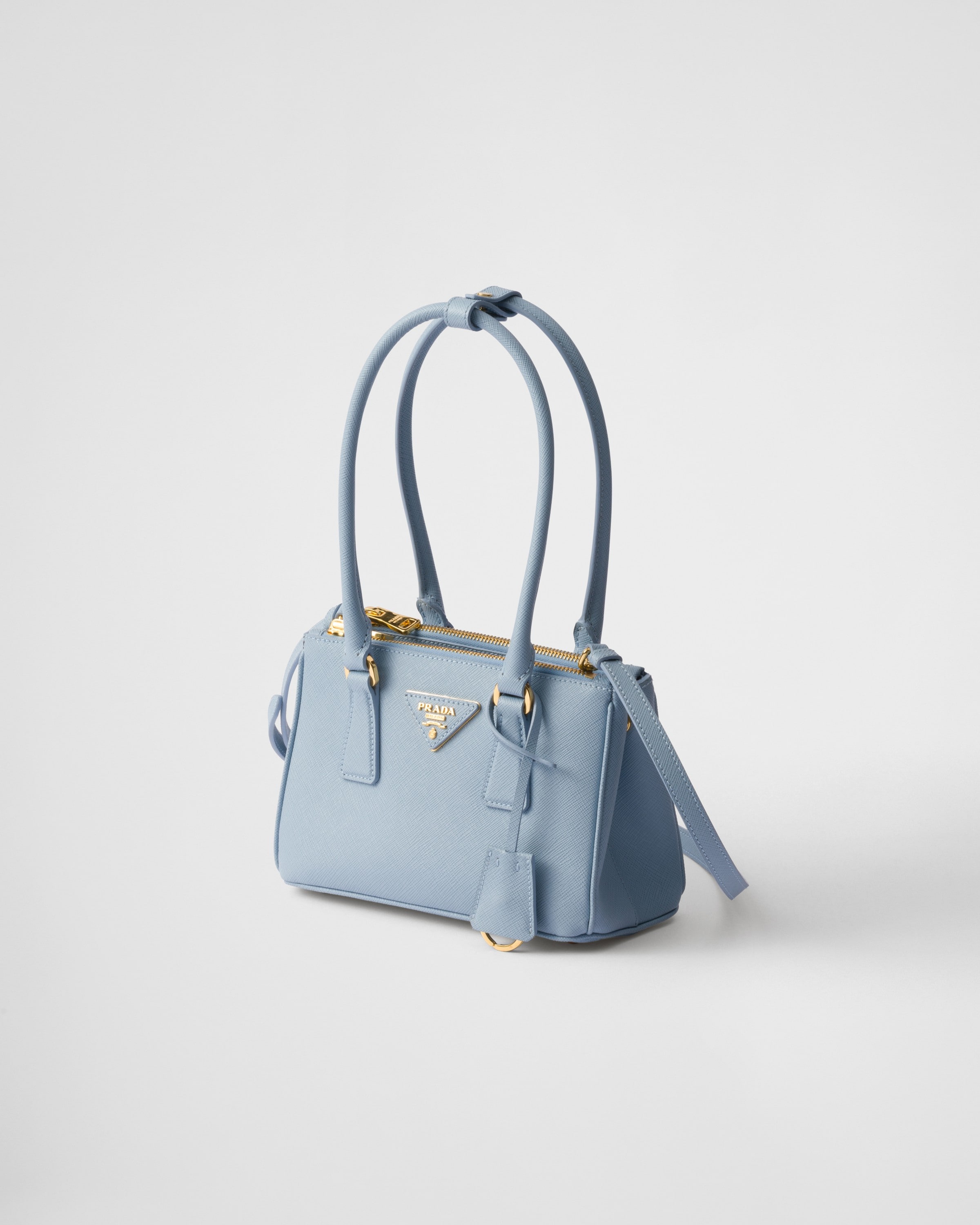 Prada Galleria Saffiano Leather Mini-bag In Light Blue