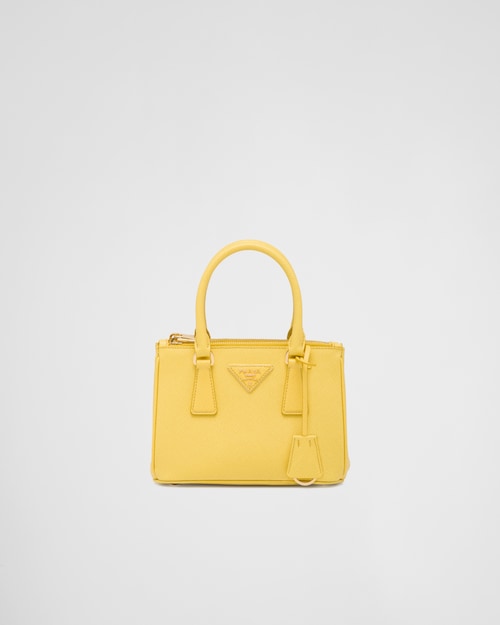 イエロー プラダ ガレリア サフィアーノレザー ミニバッグ | Prada