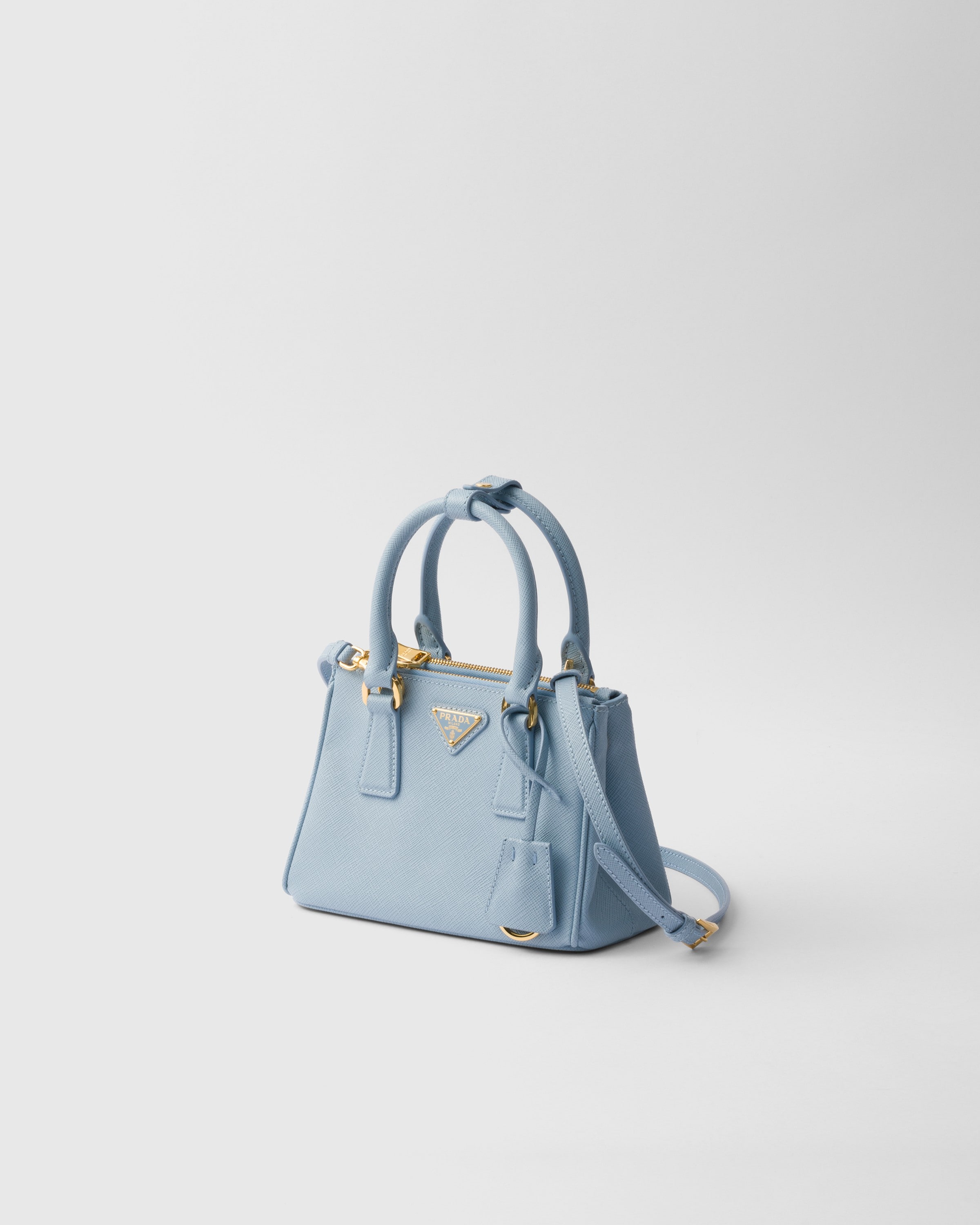 Prada Micro Saffiano Leather Galleria Top-handle Bag In Light Blue