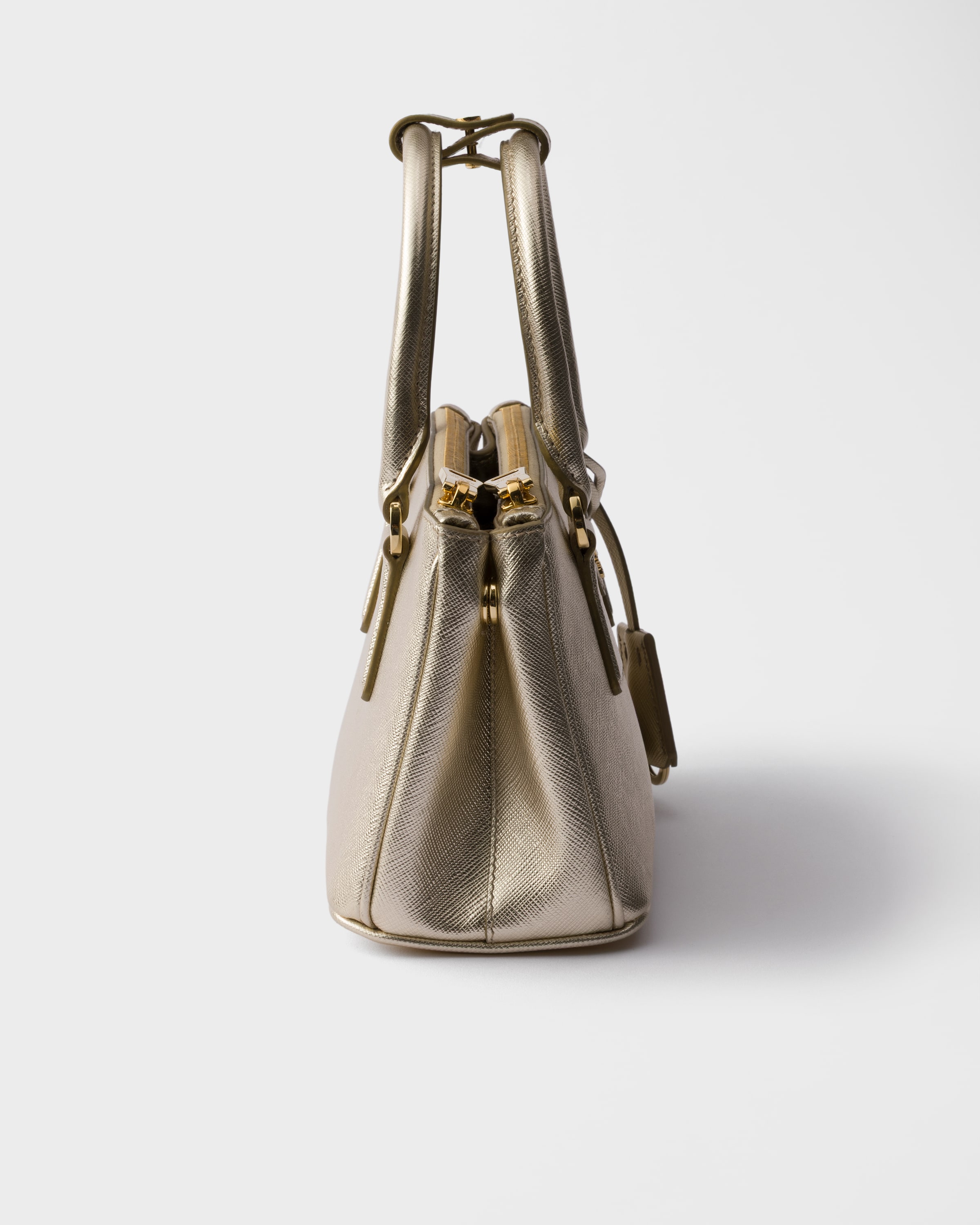 ゴールド プラダ ガレリア パテント サフィアーノレザー ミニ