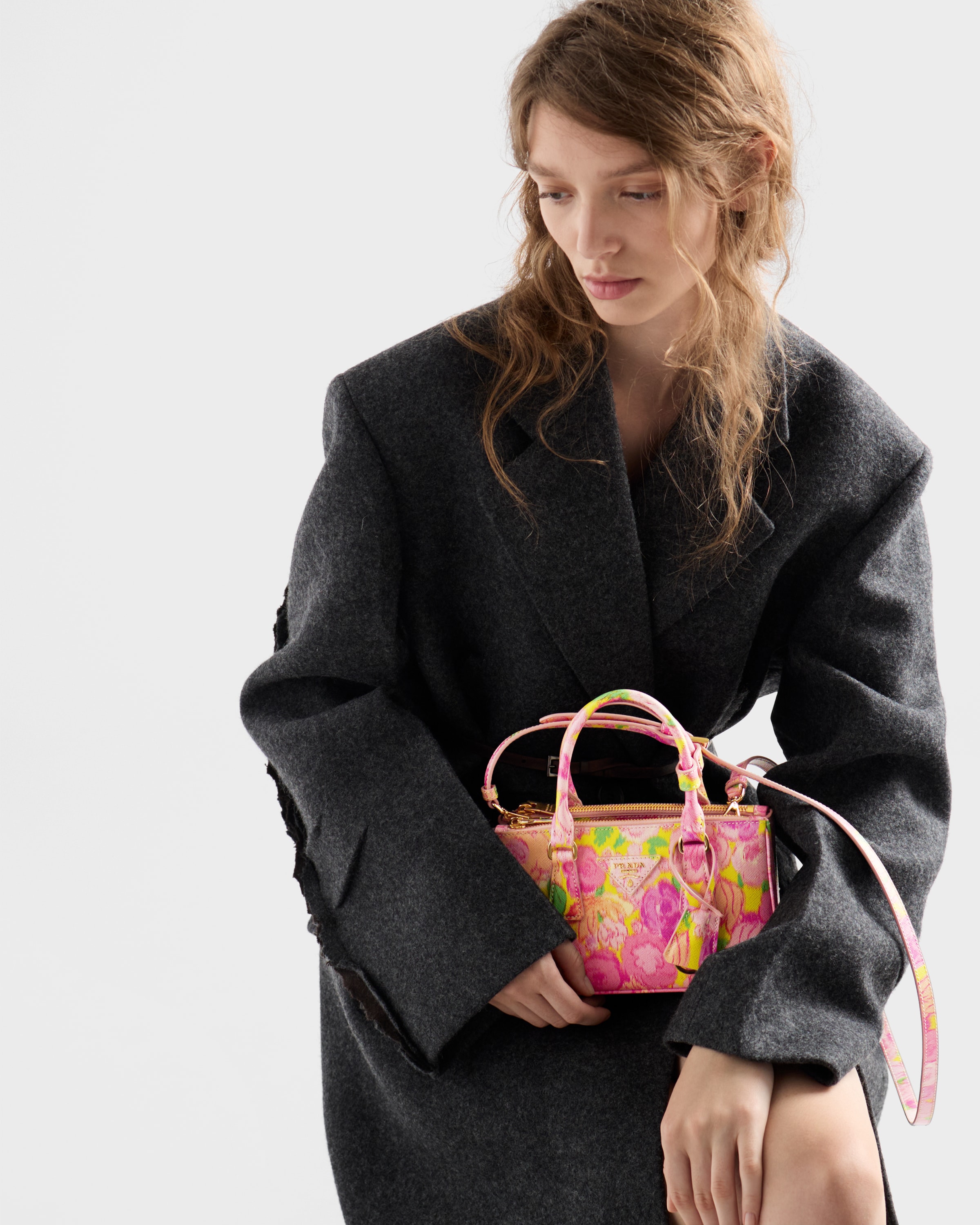 Pink Prada Galleria Printed Saffiano Leather Mini-bag | PRADA
