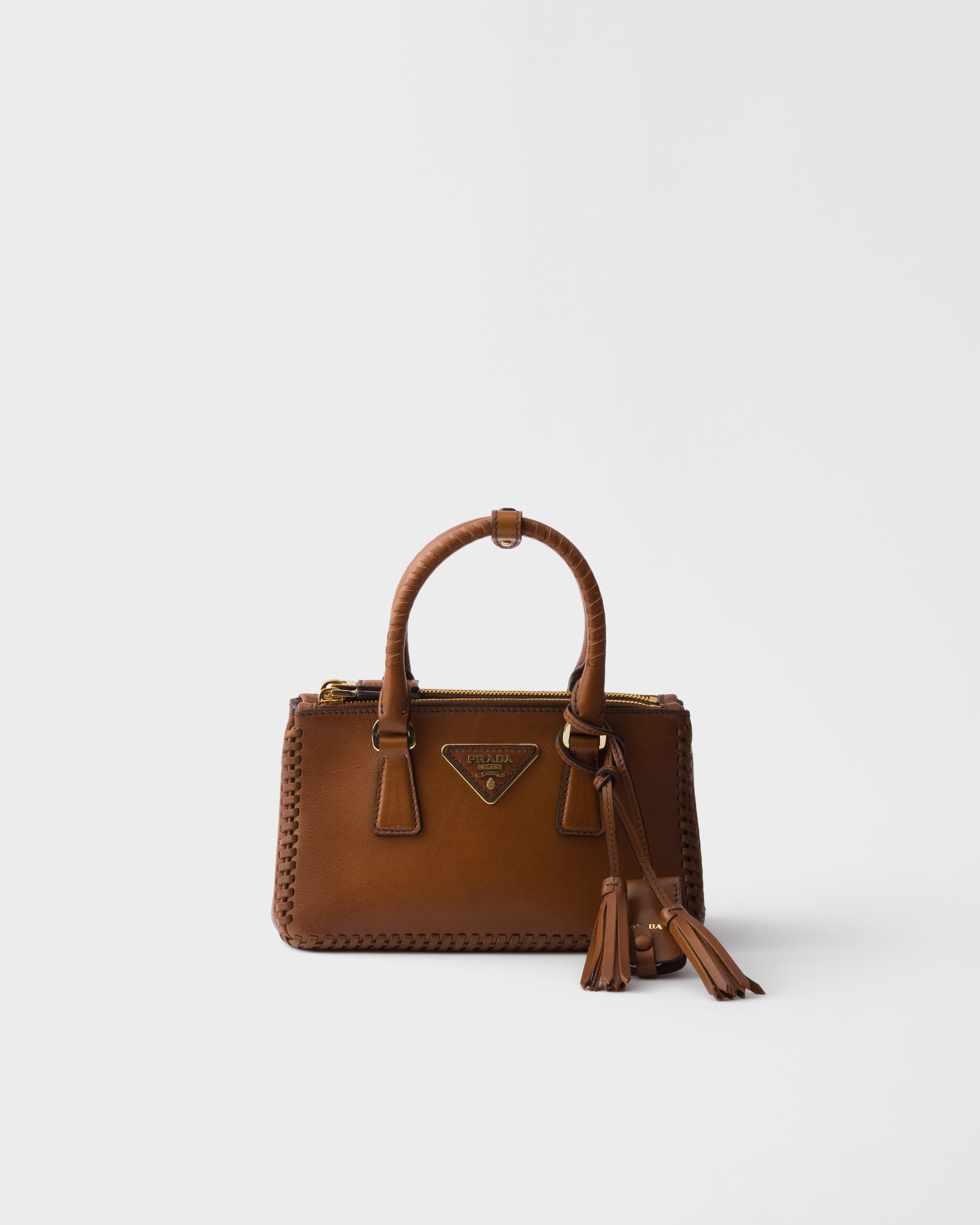 Prada Galleria Mini Leather Bag, Woman, Cognac