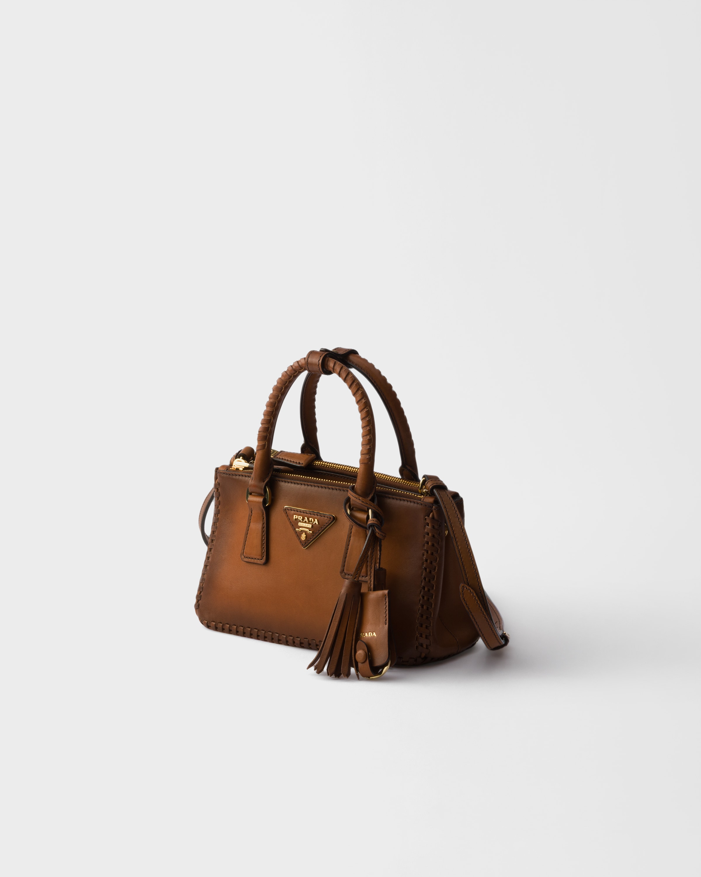 PRADA leather mini hand bag brown