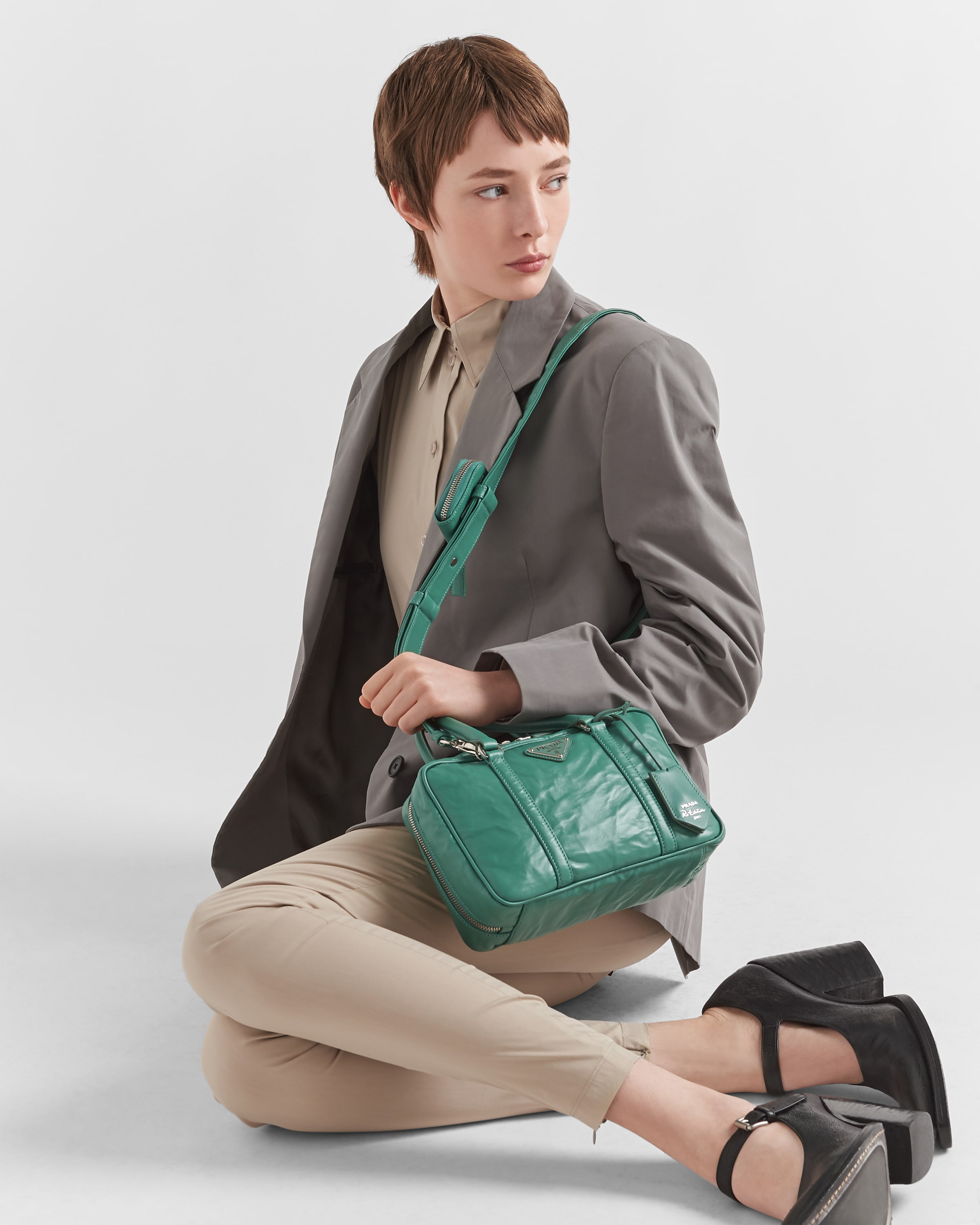 Prada Medium antique nappa leather top handle bag 8