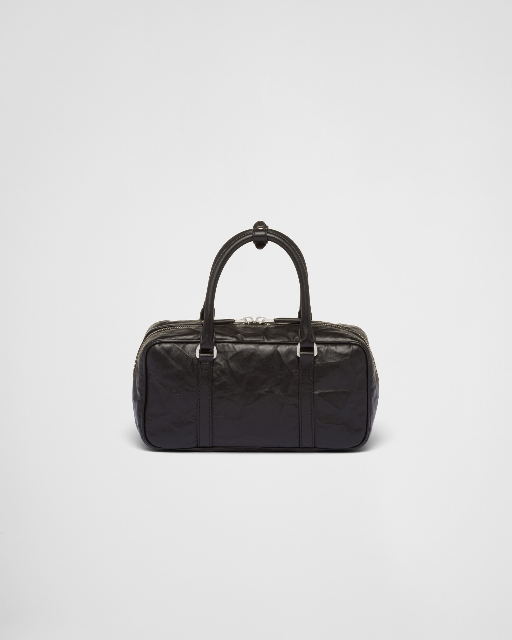 Black Small Antique Nappa Leather Top Handle Bag PRADA