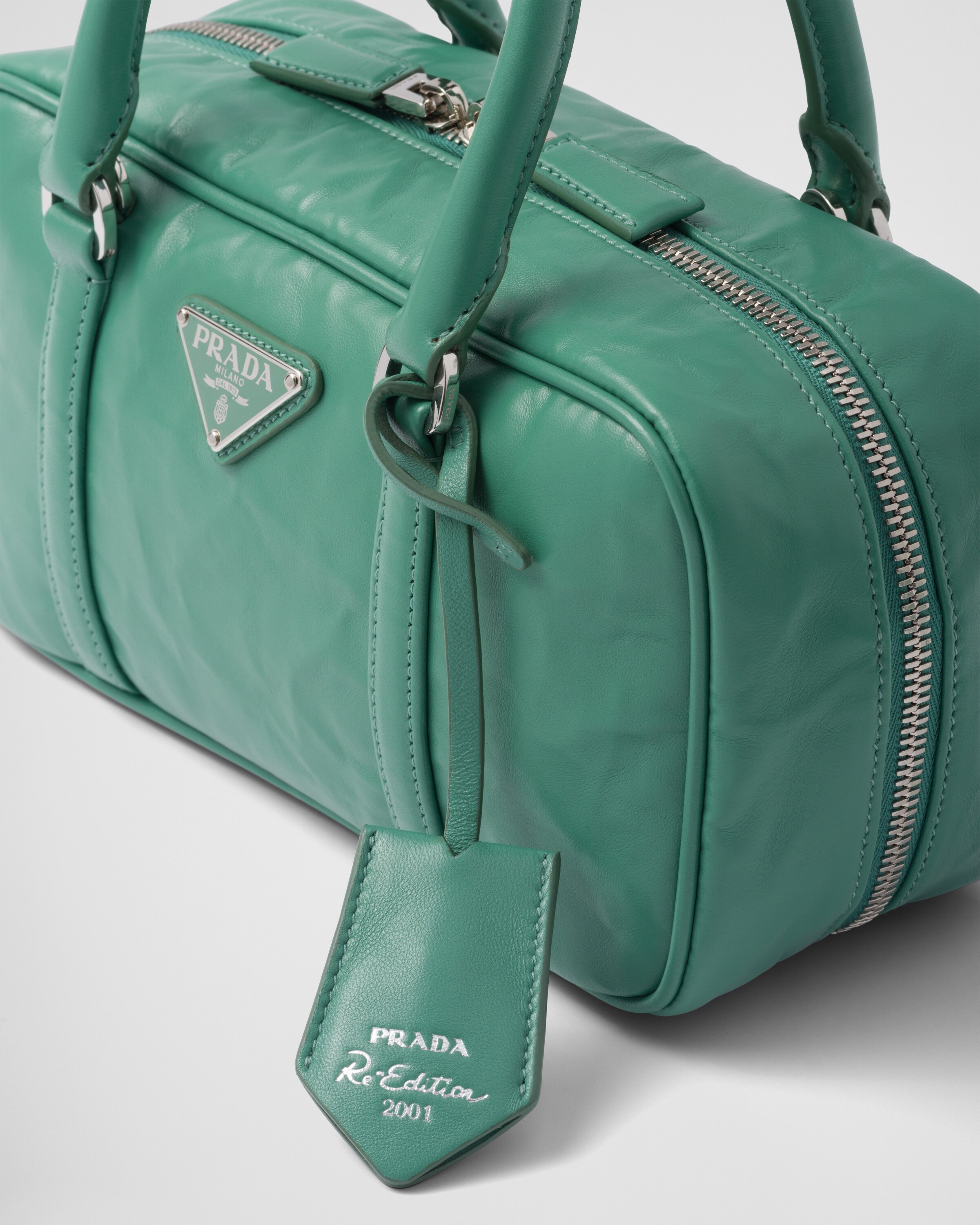 Prada Small antique nappa leather top handle bag 6