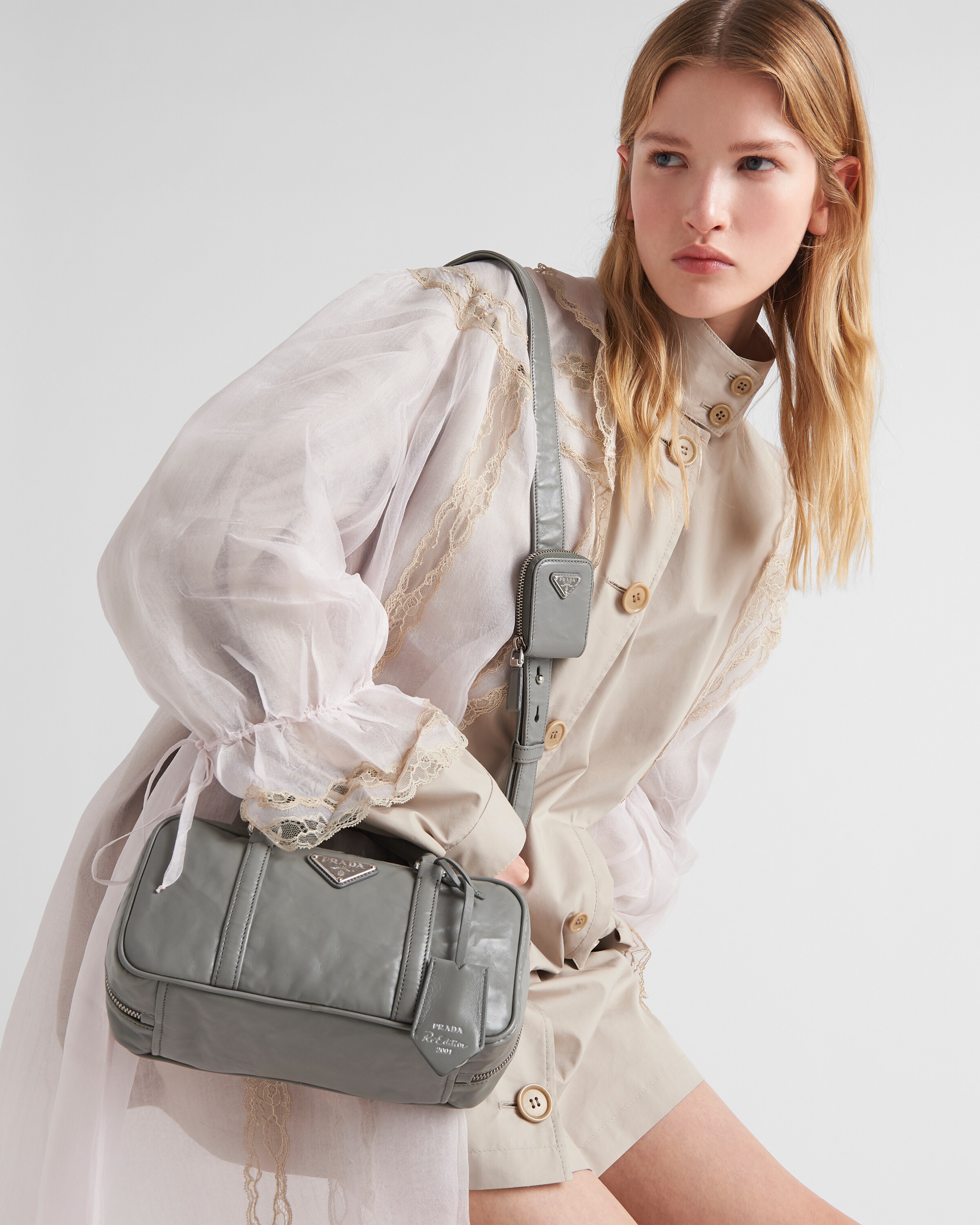 Prada Small antique nappa leather top handle bag 8