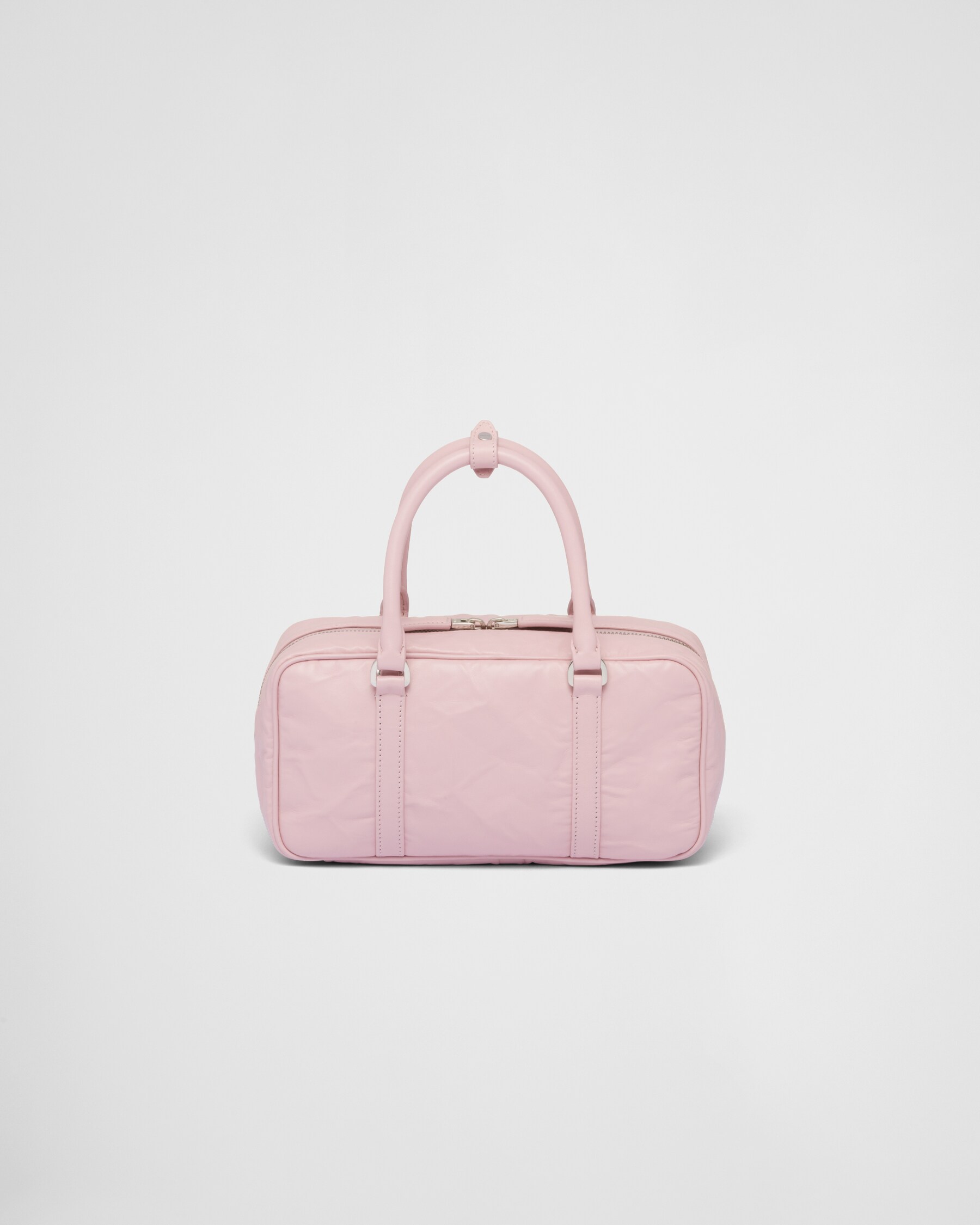 Alabaster Pink Small Antique Nappa Leather Top Handle Bag PRADA