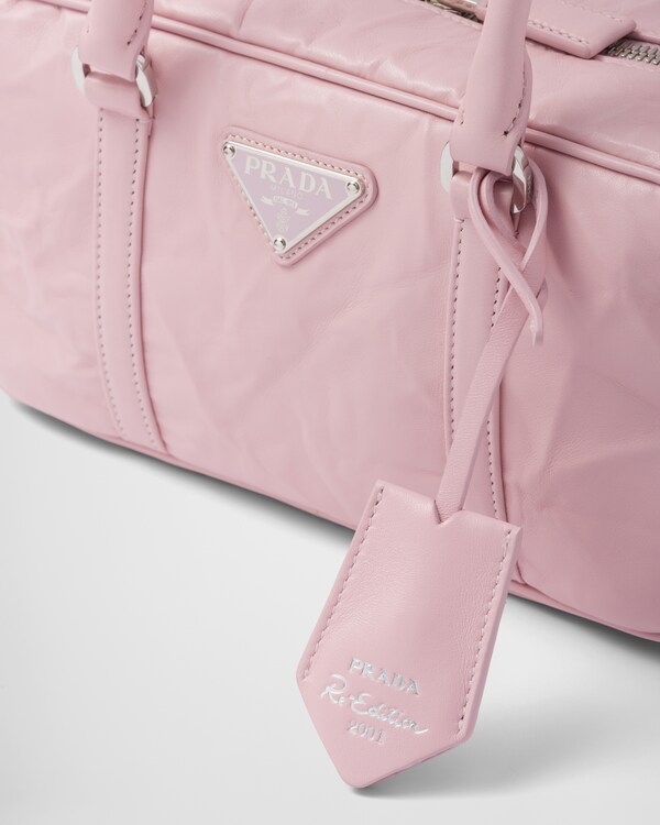 Alabaster Pink Small Antique Nappa Leather Top Handle Bag PRADA