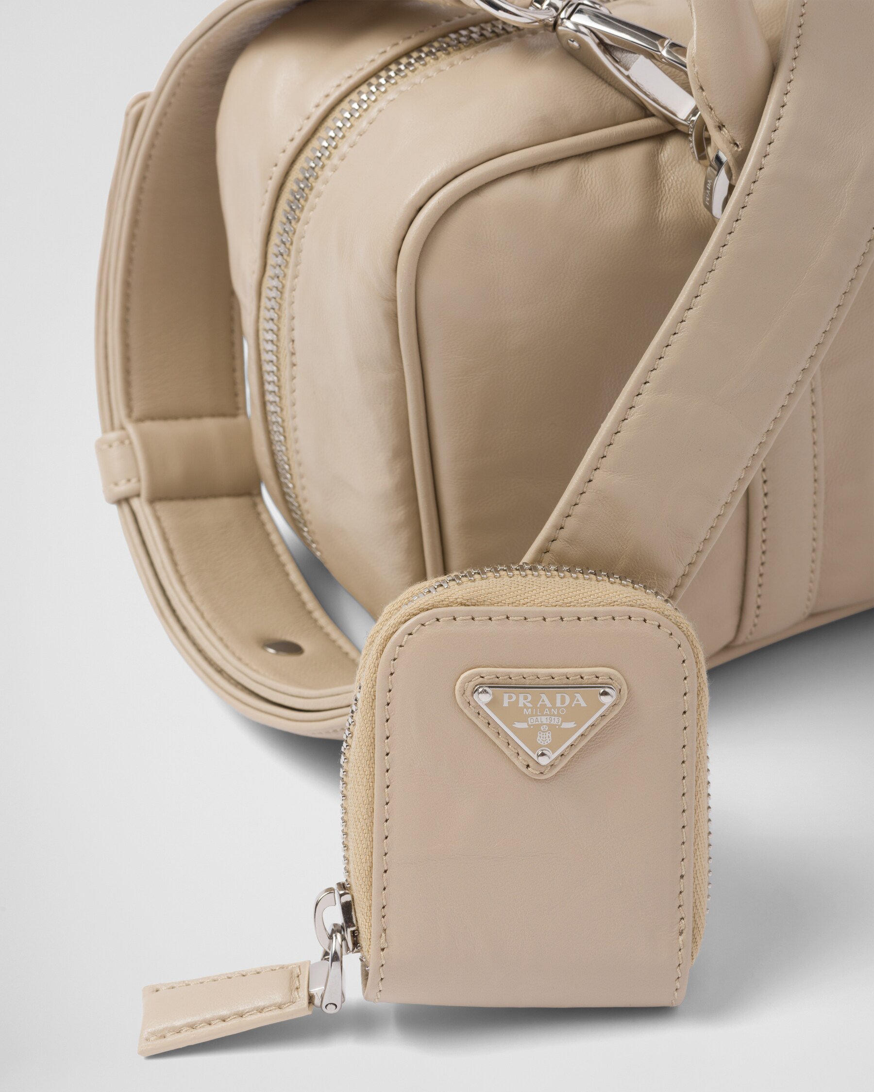 Desert Beige Small Antique Nappa Leather Top Handle Bag PRADA