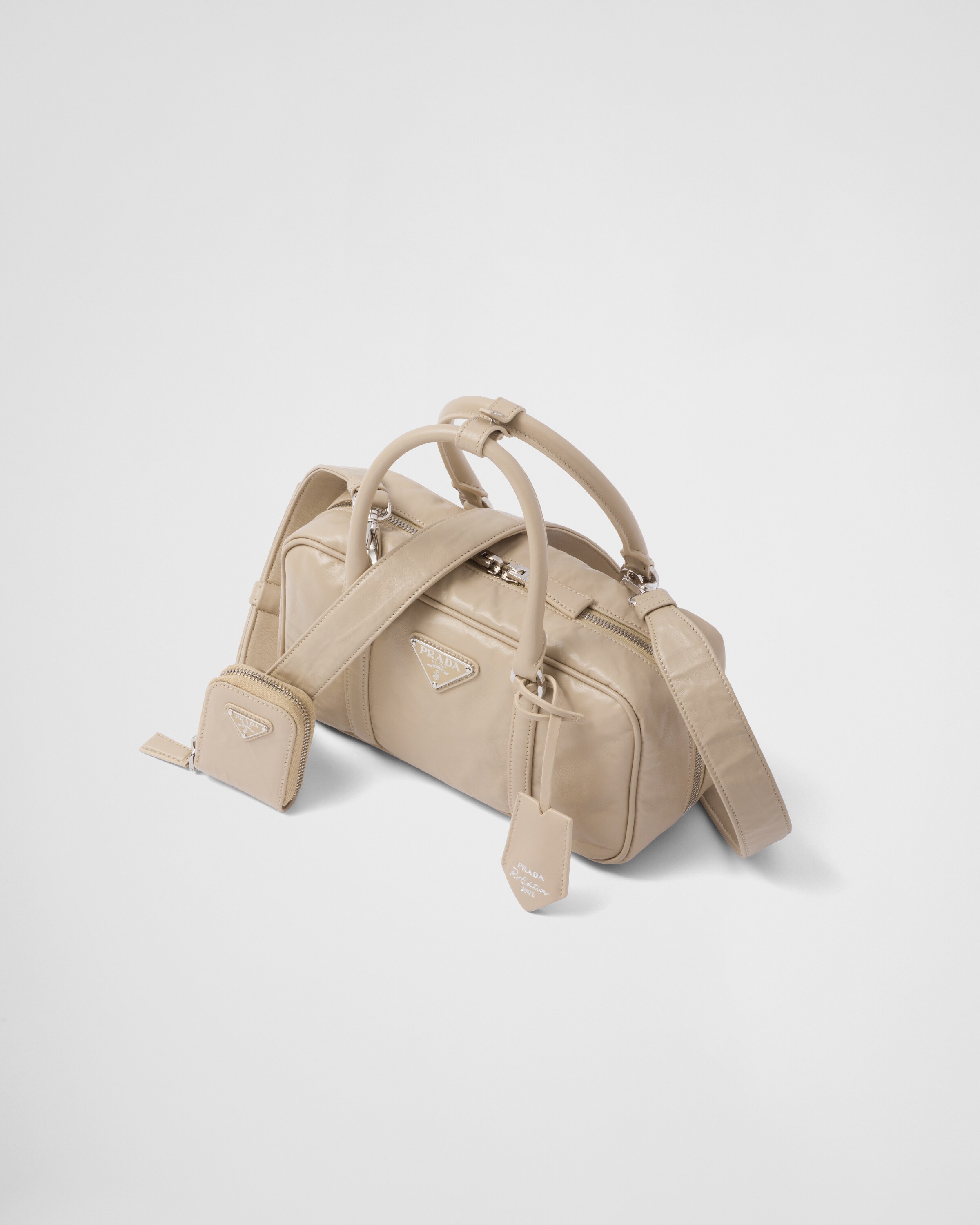 Prada Small antique nappa leather top handle bag 3