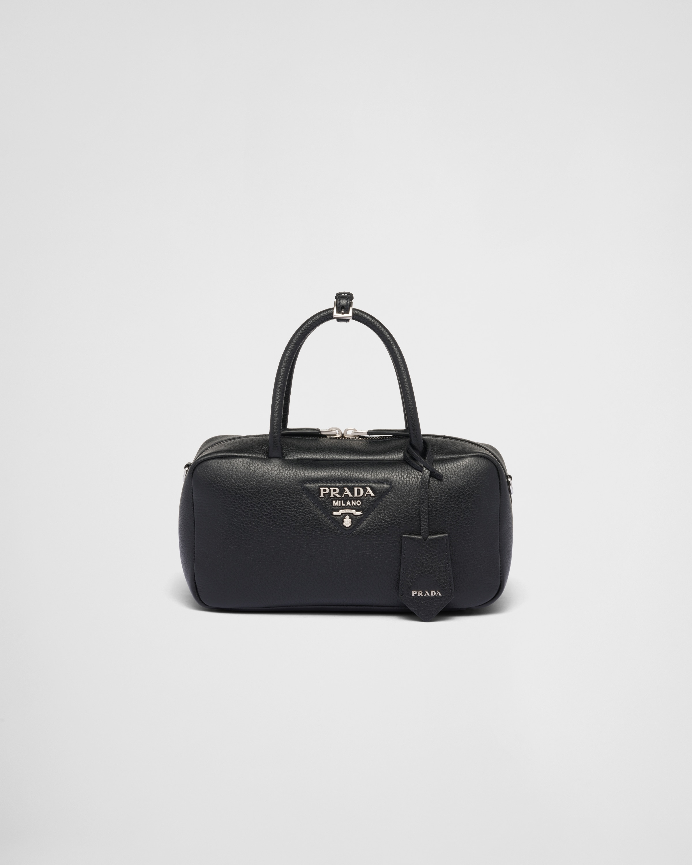 Prada Black Leather and Nylon Boston Bag