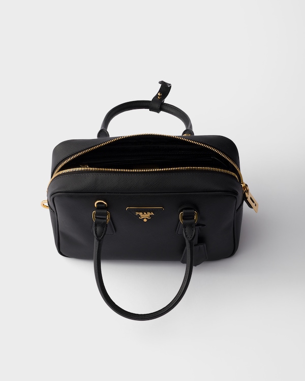 Small Saffiano leather top-handle bag - Black Small Saffiano leather top-handle bag - Black