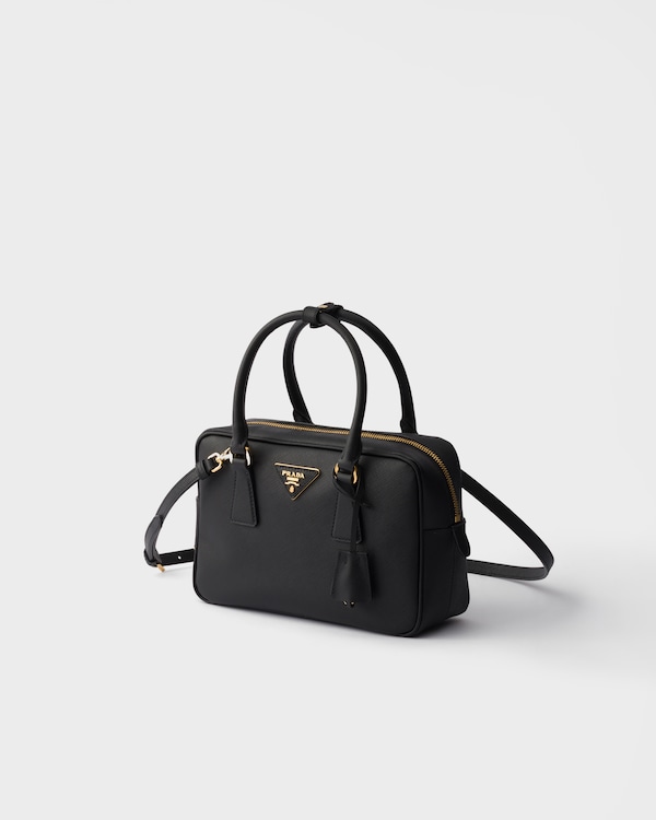 Small Saffiano leather top-handle bag - Black Small Saffiano leather top-handle bag - Black